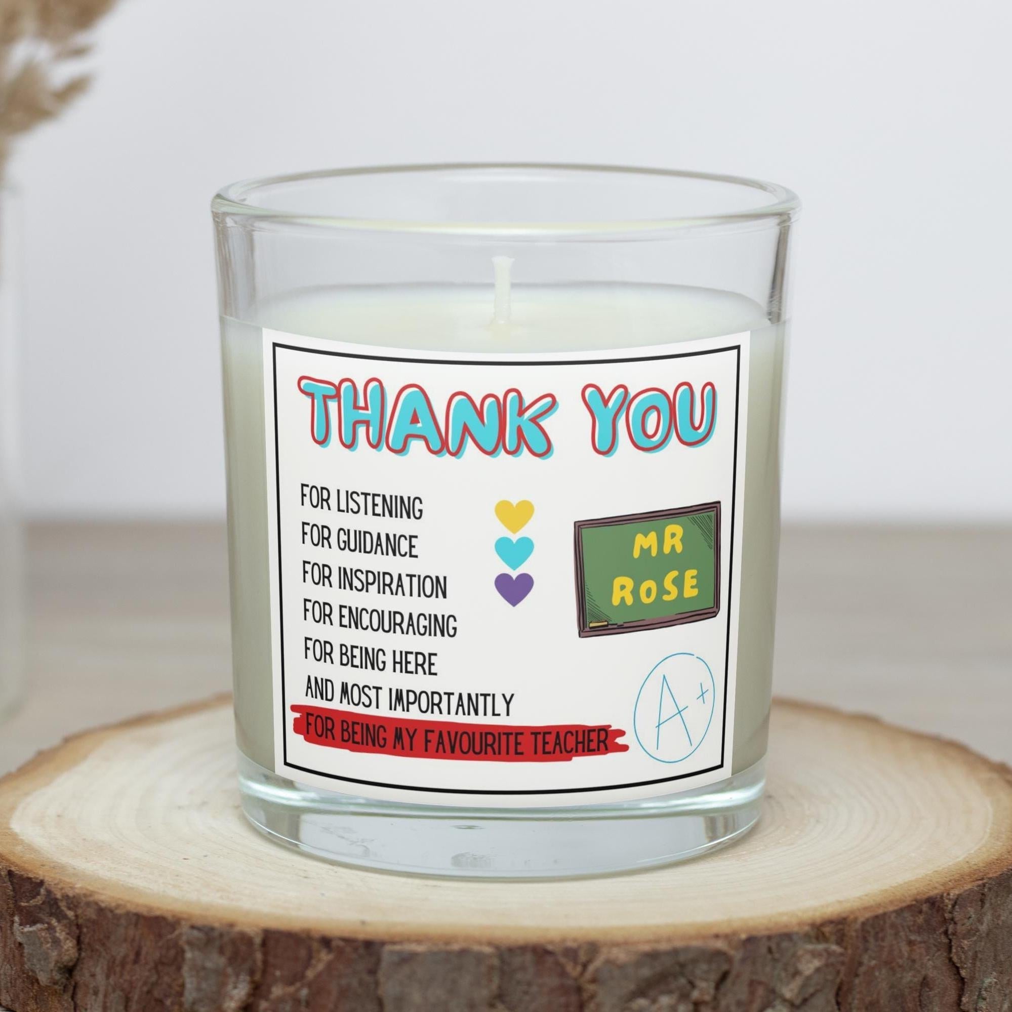 Thank You for being my Favourite Teacher Personalised Candle | Gift for Teacher | Teacher Thank You Gift | Personalised Teacher Message Gift Etsy