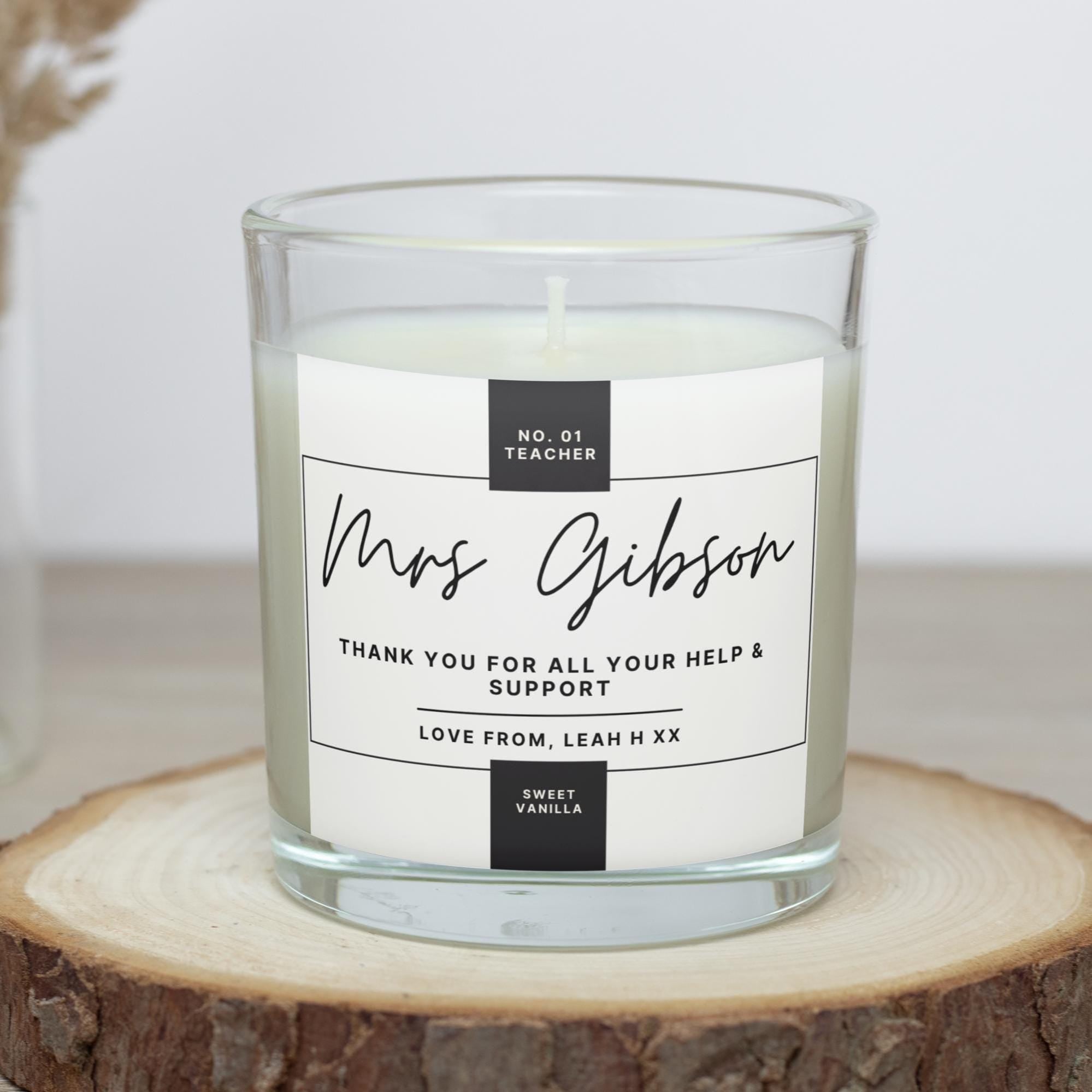 Number 1 Teacher Personalised Candle | Best Gifts for Teacher | Teacher Present | Thank You Teacher | School Leavers | Best Teacher Message Etsy
