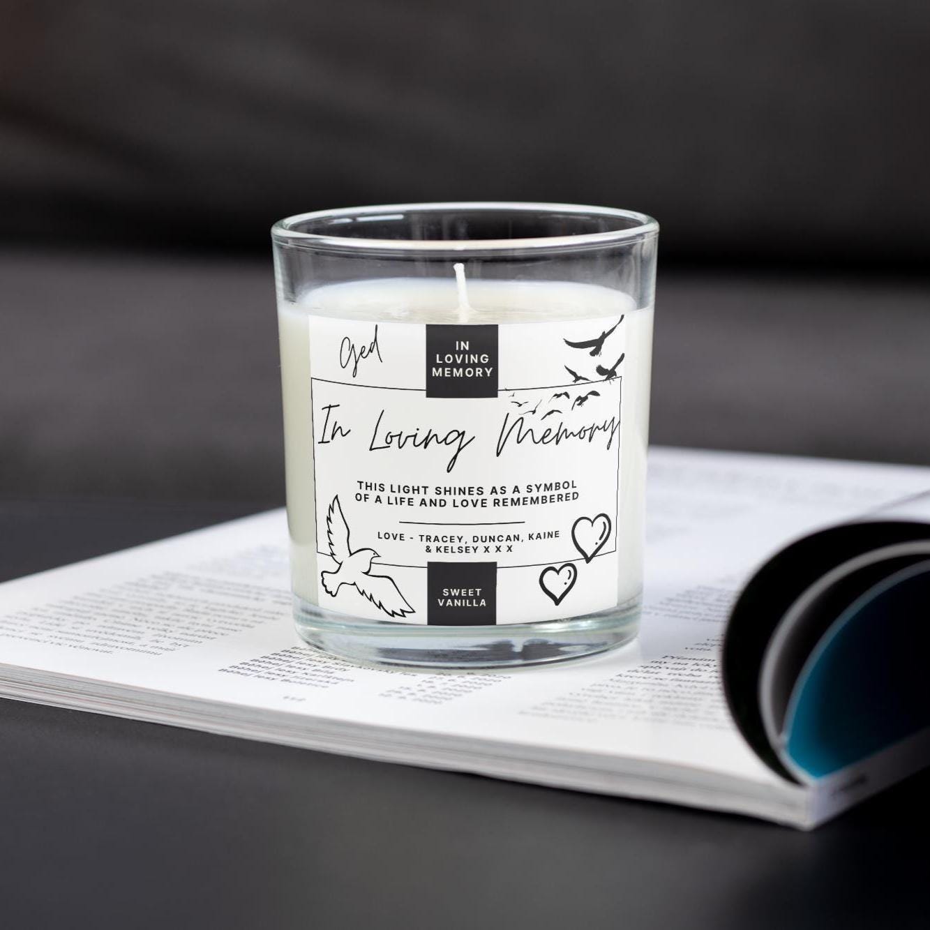 In Loving Memory Memorial Personalised Candle | Custom Deepest Sympathy Message Candle | RIP Tribute | Remembrance Message Gift | Condolence Etsy