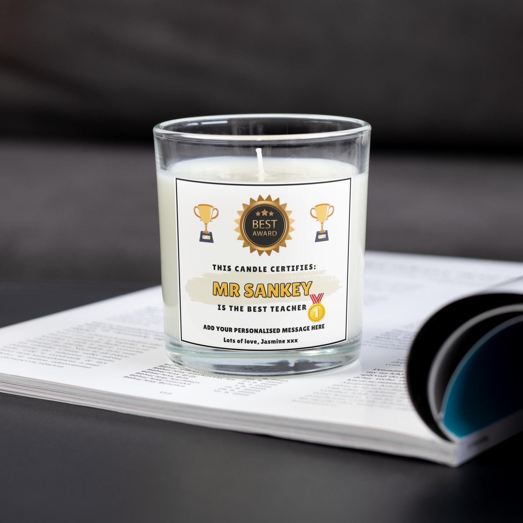 Funny Teacher Certificate Personalised Candle Gift | Novelty Gift for Teacher | End of Term Teacher Gift | Summer Holidays Teacher Present Etsy