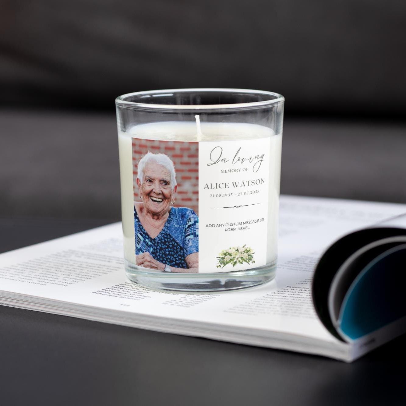 Photo Memorial Personalised Candle | In Loving Memory Message Gift | Custom Remembrance Candle | RIP Tribute | Mum | Dad | Pet Memorial Gift Etsy