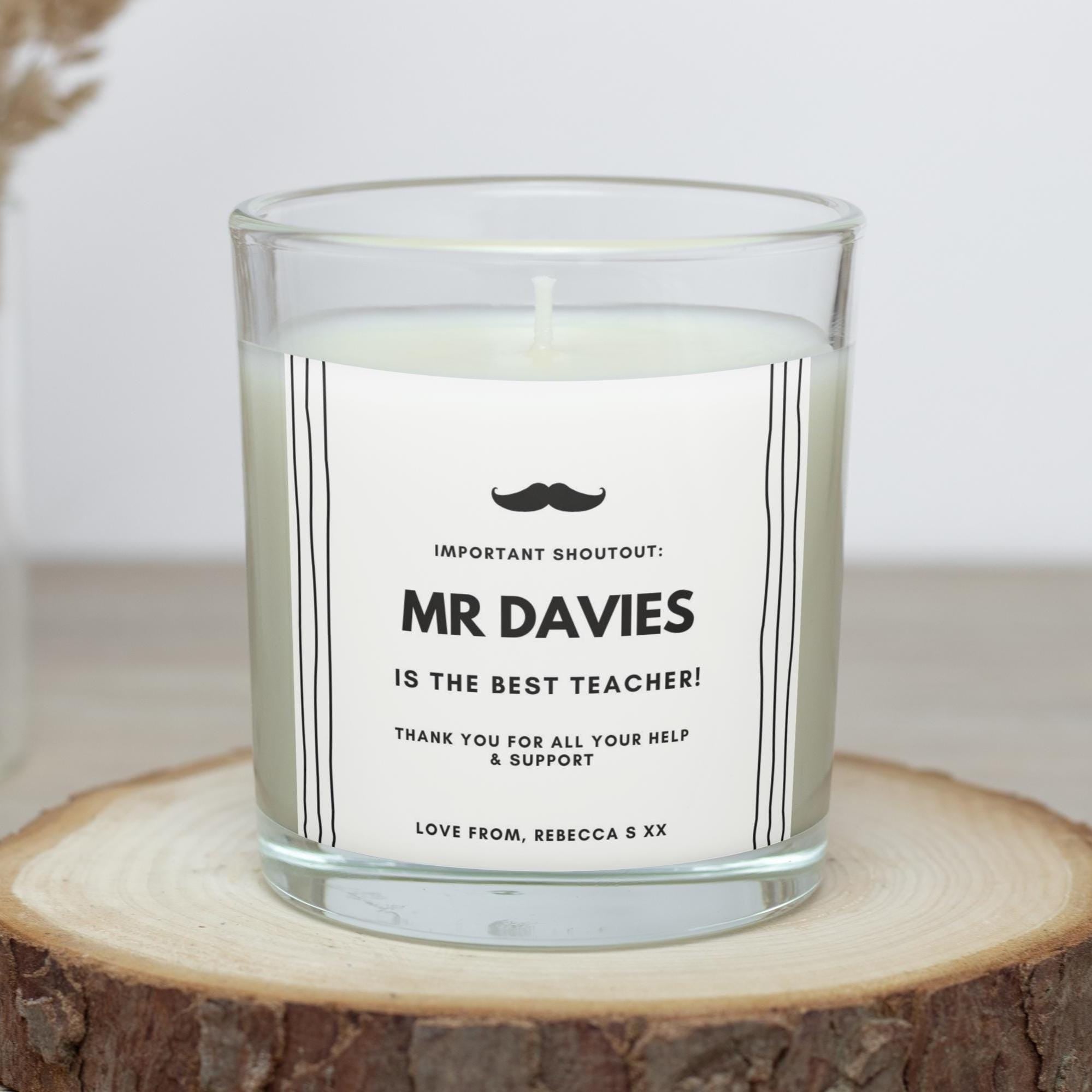 Teacher Shout Out Personalised Candle | Gifts for Teacher | End Of Term | Techer Present | School Leaver Gift | Leaving Gift | Best Teacher Etsy