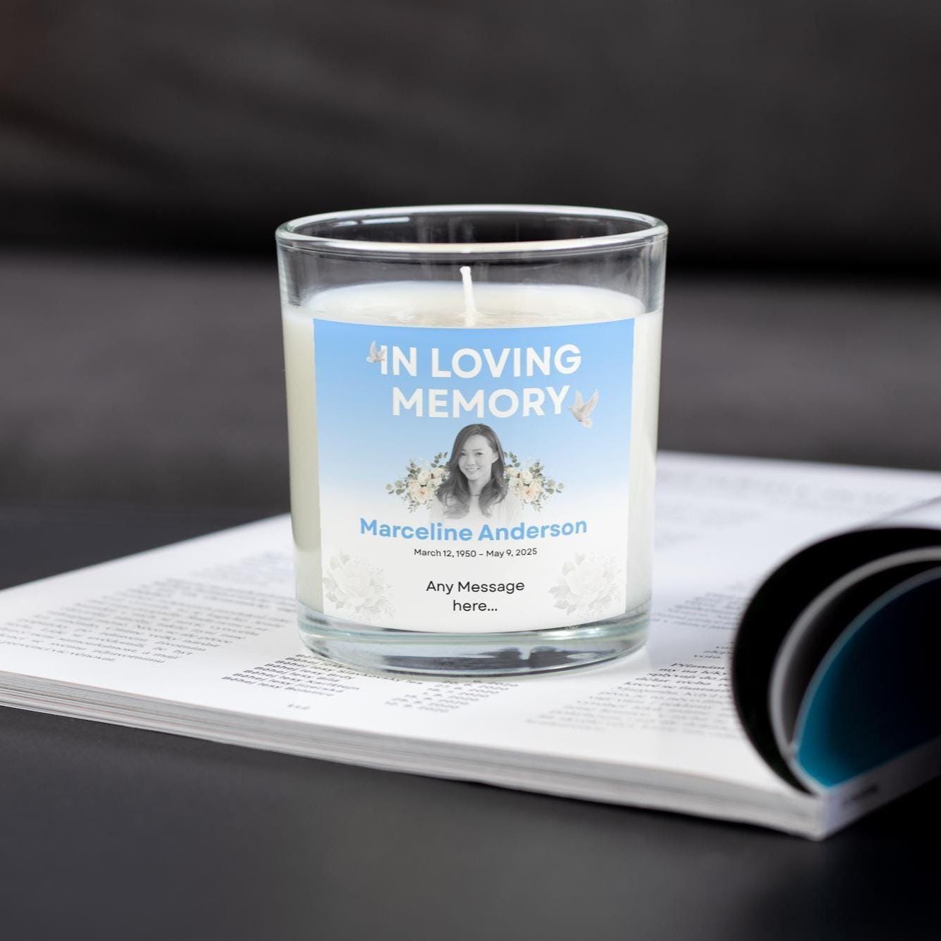 In Loving Memory Personalised Candle with Photo & Message | Memorial Candle with Name Dates | Sympathy Gift | Remembrance Tribute | RIP Gift Etsy