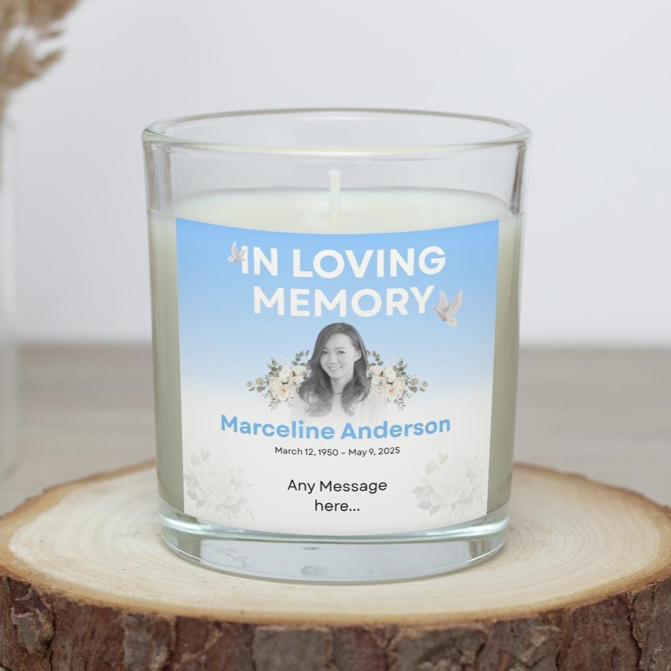 In Loving Memory Personalised Candle with Photo & Message | Memorial Candle with Name Dates | Sympathy Gift | Remembrance Tribute | RIP Gift Etsy