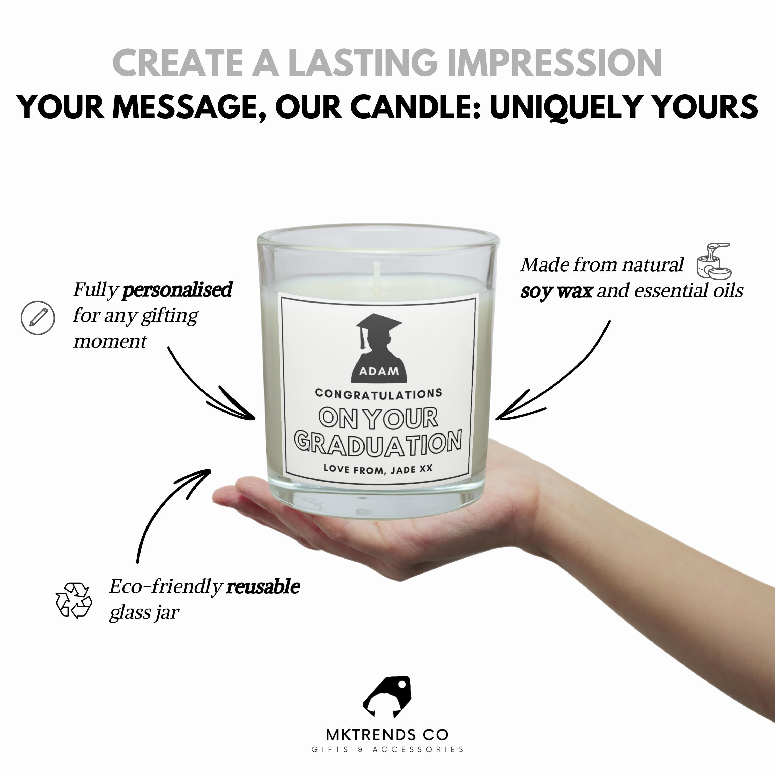 Graduation Congratulations Personalised Candle | Gifts for Graduation | Student Gifts | University Gifts | Congratulations Graduation Gifts Etsy
