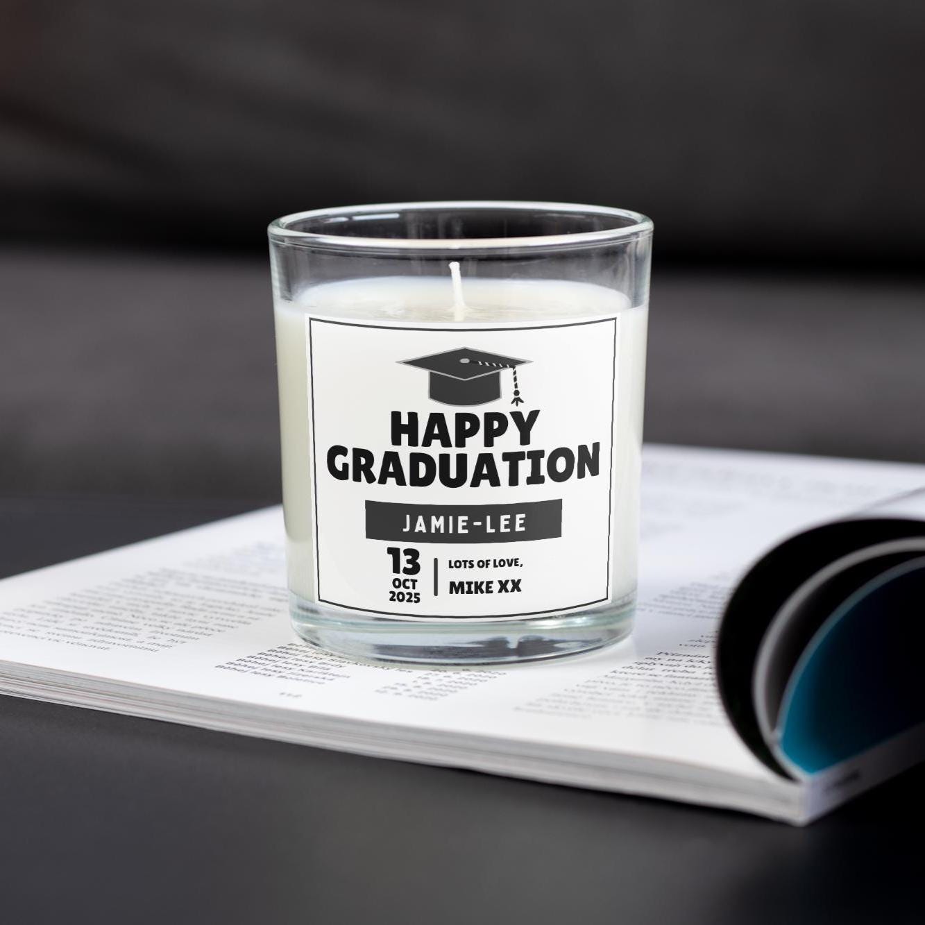 Happy Graduation Personalised Candle | Gifts for Graduation | Gifts for University | Degree Gifts | Student Gifts | Graduation Message Gift Etsy