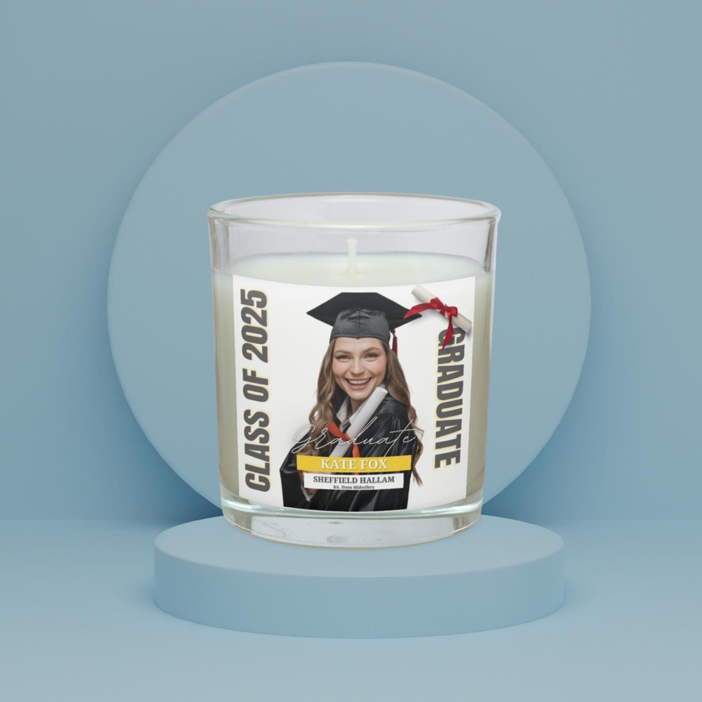 Graduation Photo Message Personalised Candle | Best Graduation Gifts | Custom Graduation Photo Keepsake | University Graduation Photo Gift Etsy