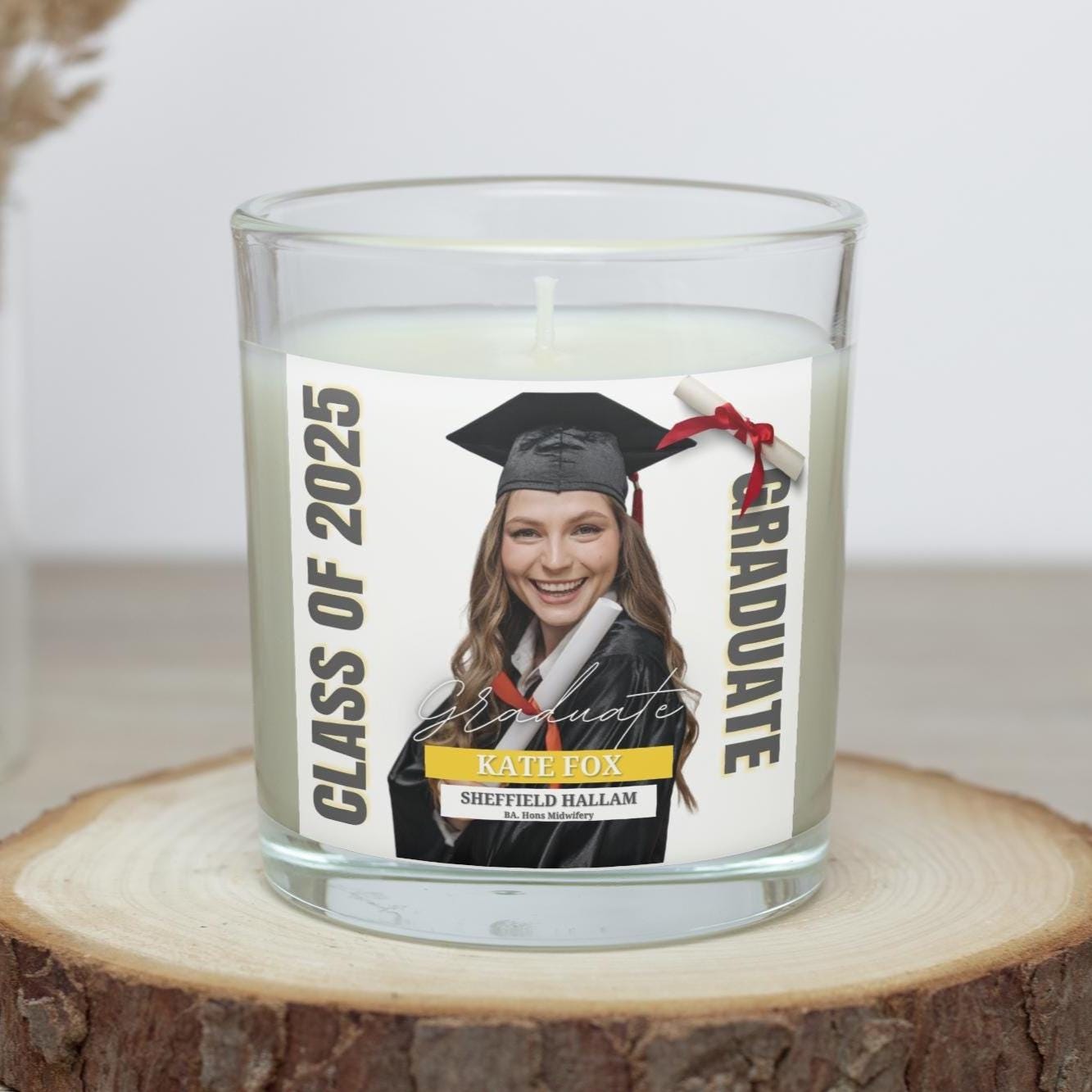 Graduation Photo Message Personalised Candle | Best Graduation Gifts | Custom Graduation Photo Keepsake | University Graduation Photo Gift Etsy