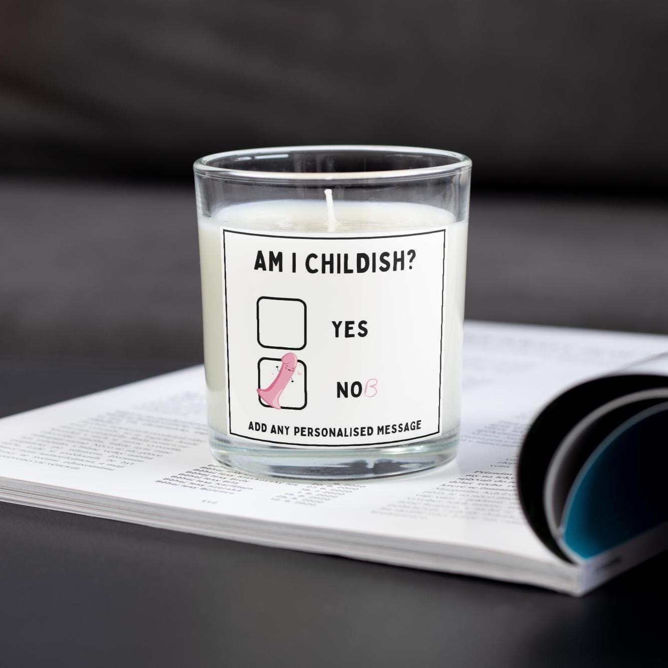 Funny Childish Adult Joke Personalised Candle | Silly Gift for Adults | Novelty Adult Candle | Custom Message Funny Candle | Secret Santa Etsy