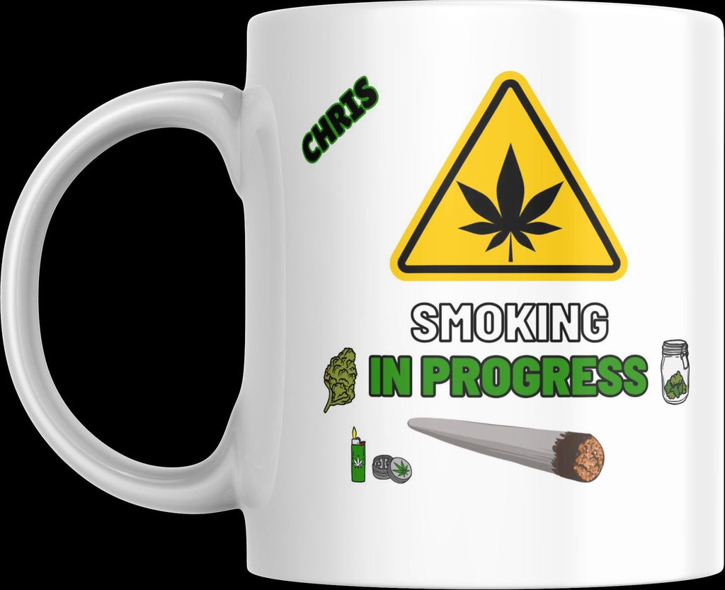 Smoking in Progress Personalised Mug | Funny Weed Gift | Custom Cannabis Coffee Cup with Name & Graphics | Stoner Gift for Him | 420 Mug Etsy