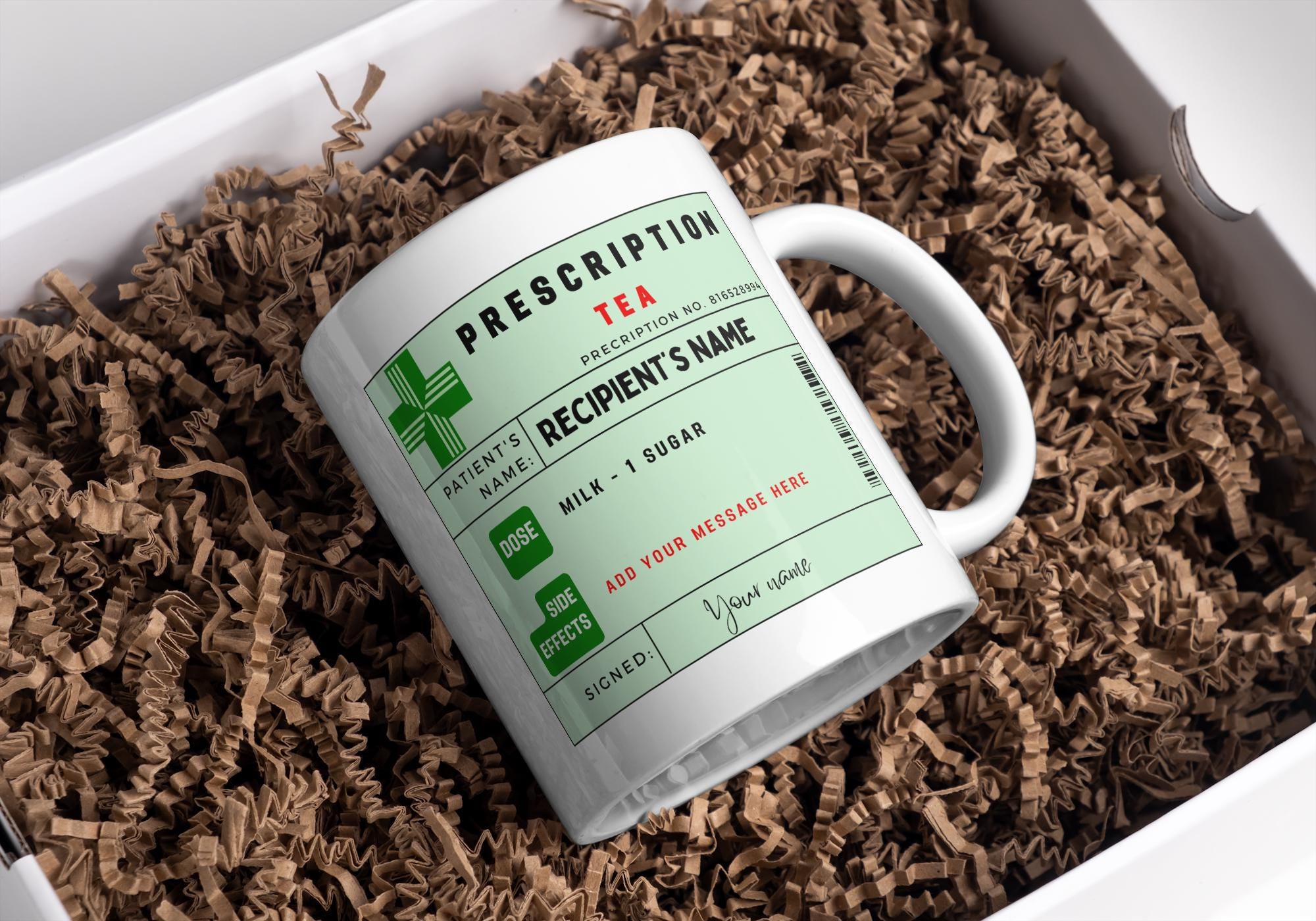 Prescription Tea Coffee Mug Personalised | Funny Coffee Cup | Novelty Gift | Tea Coffee Gift | Personalised Mug | Funny Gift | Secret Santa Etsy