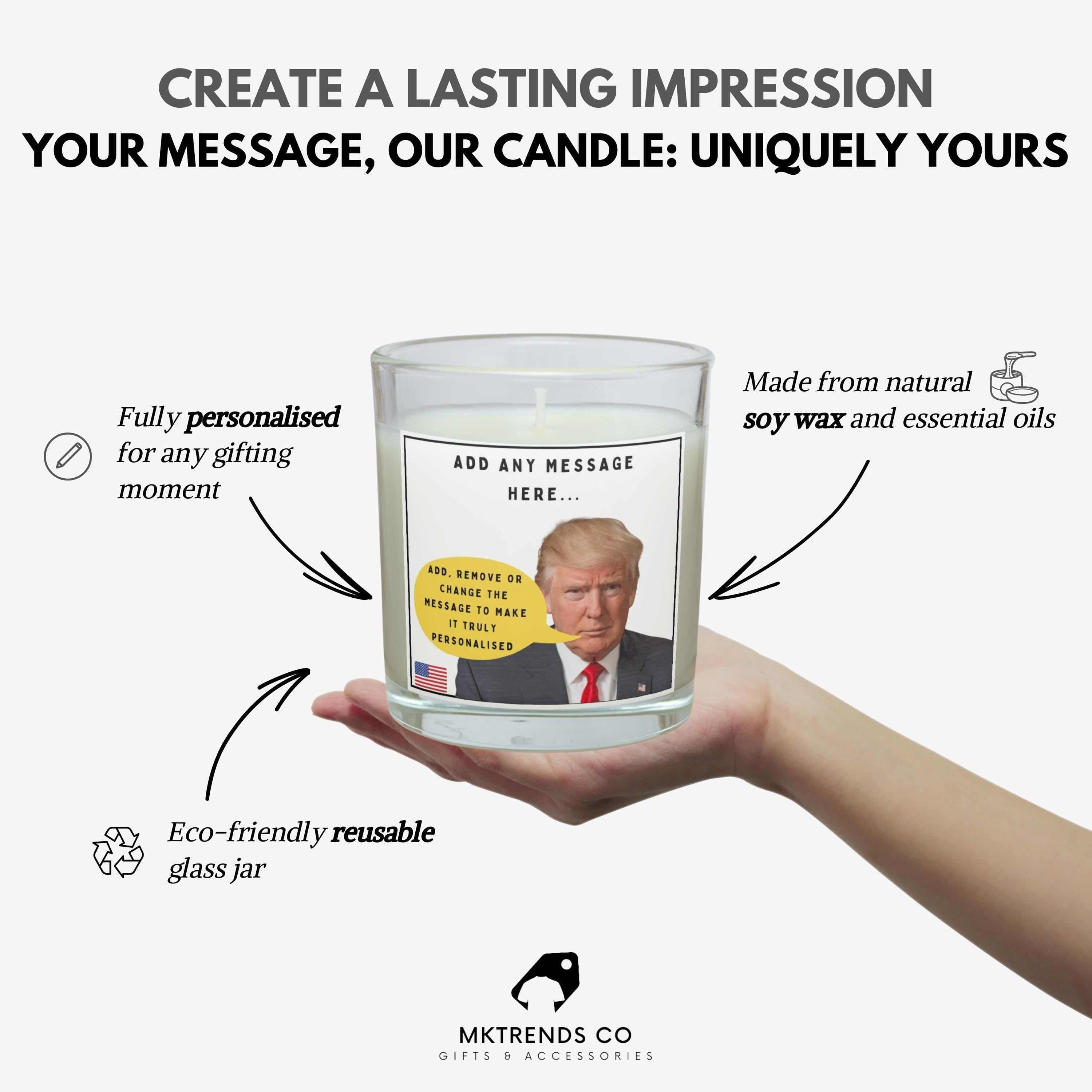 Donald Trump Personalised Candle | Funny Donald Trump Gift | President Trump Message Candle | Donald Trump Fan Gift | Secret Santa Candle Etsy