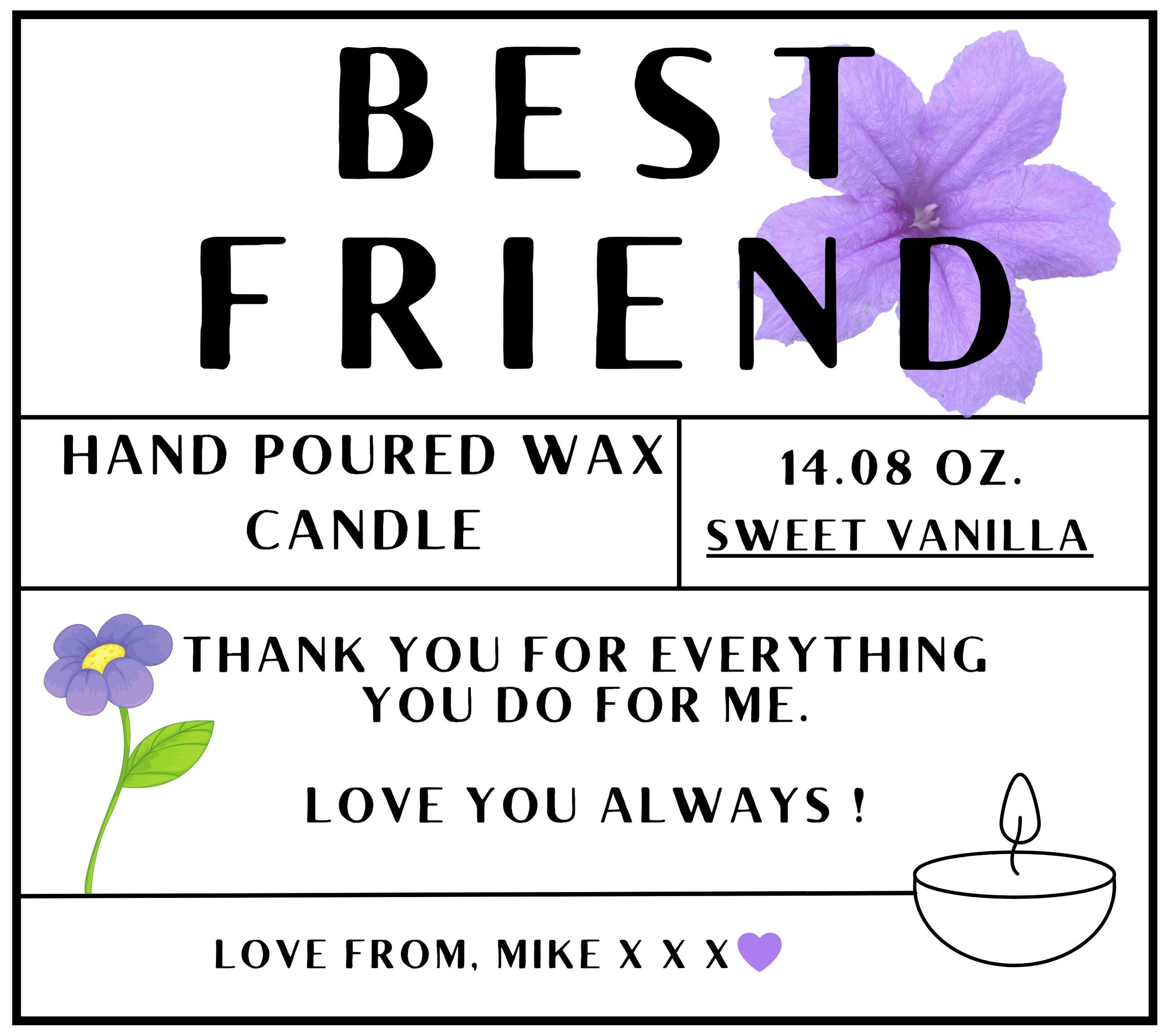 Best Friend Personalised Candle Gift | Bestie Candle | Friendship Gift | Candle with Message Gift | Best Friend Message Candle | Best Friend Etsy