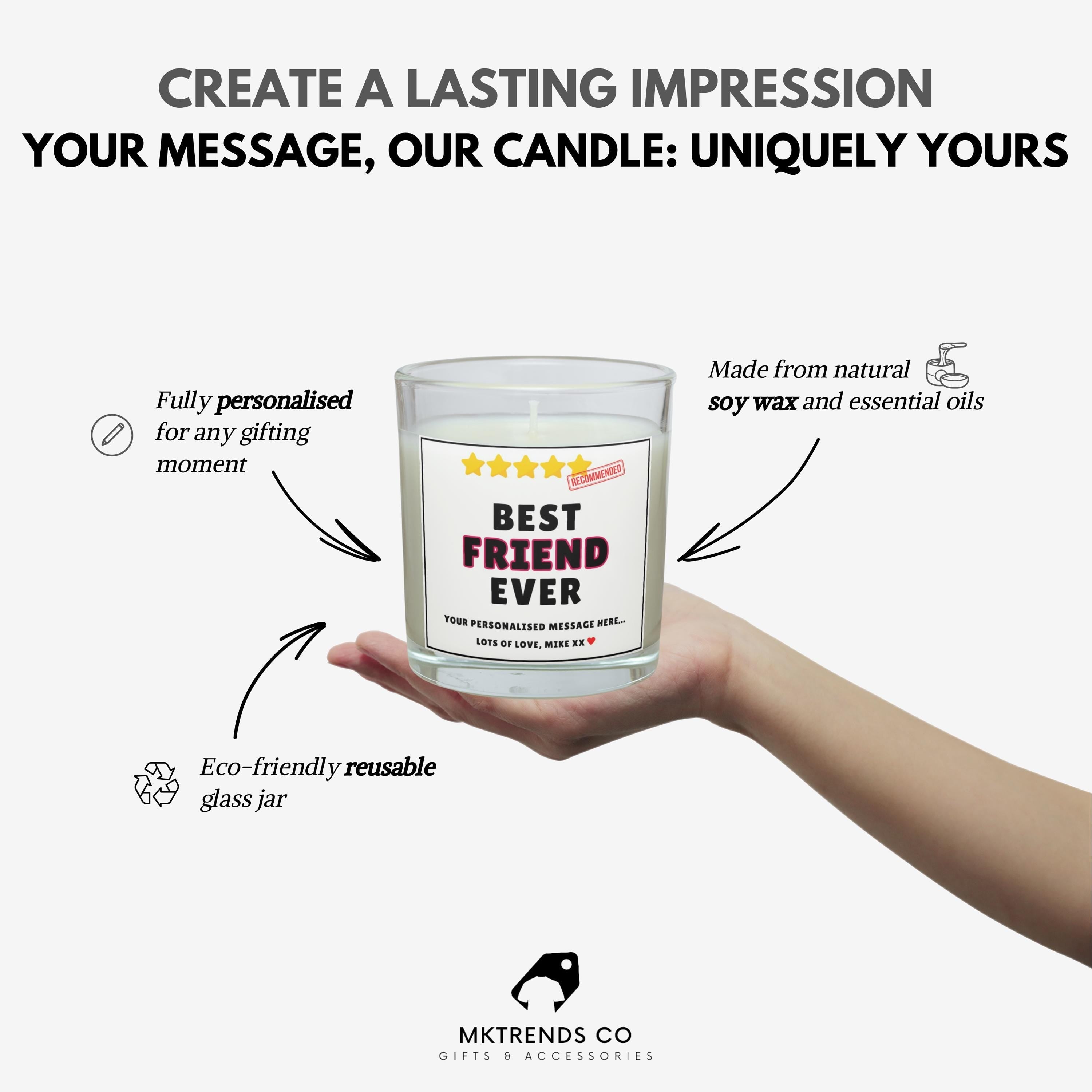 Best Friend Ever 5 Stars Personalised Candle | Funny Friendship Gift | BFF Gift | Novelty Friend Candle | Friend Message Appreciation Gift Etsy