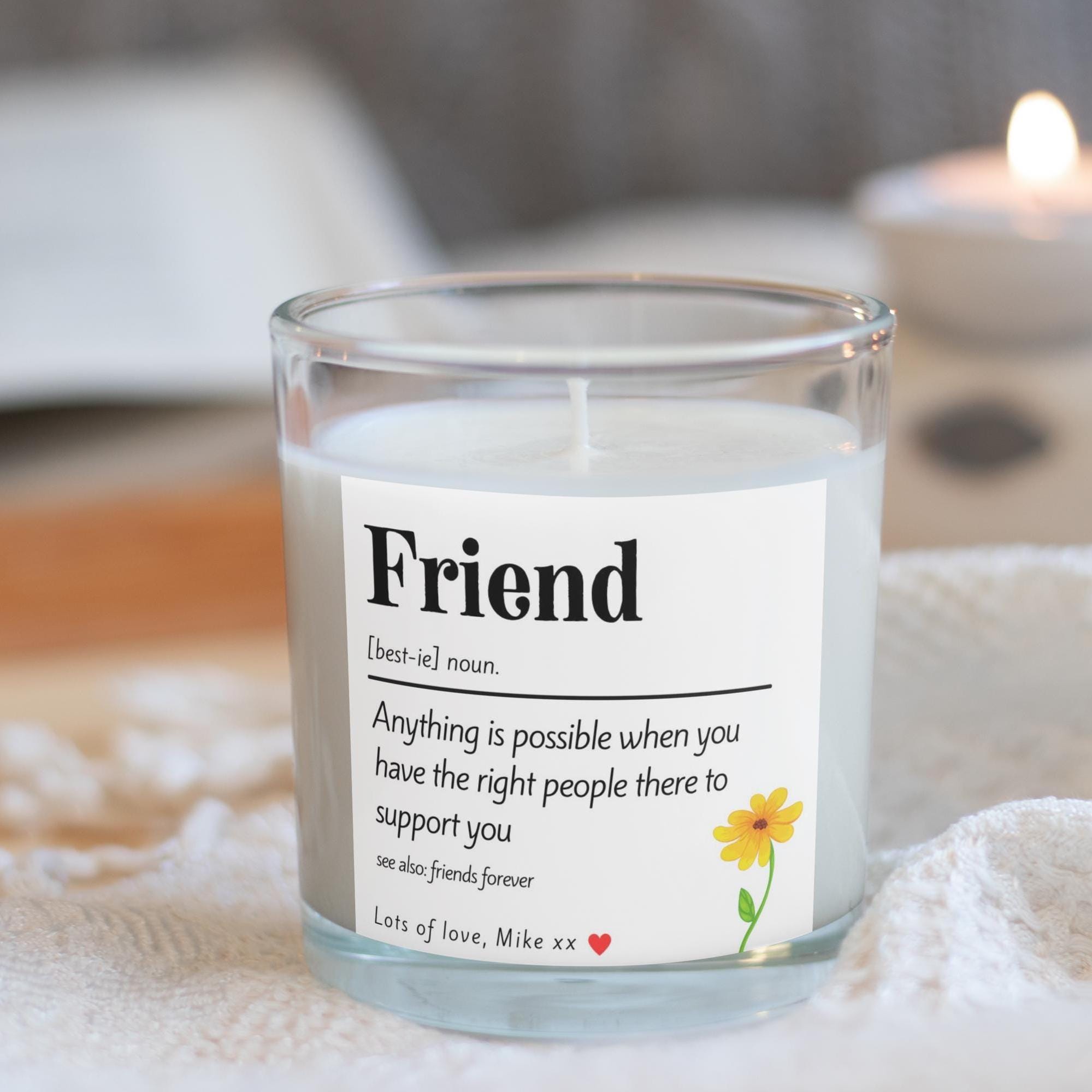 Friend Noun Quote Personalised Candle | Friend Noun Gift | Friend Definition Quote | Sentimental Friend Candle | Thoughtful Gift for Friends Etsy