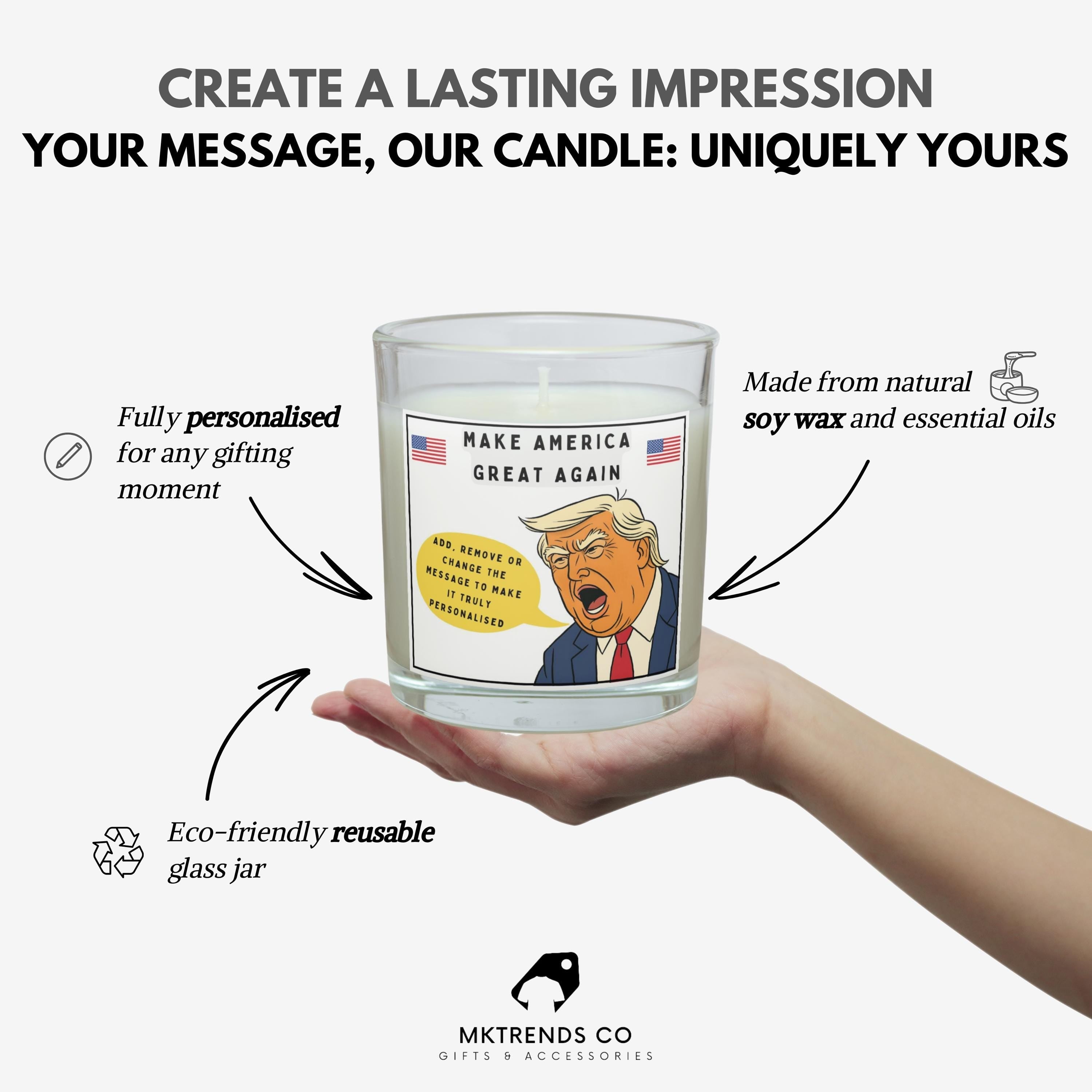 Funny Donald Trump Personalised Candle | Make America Great Again | Donald Trump Gift | Funny Trump Message | Donald Trump Message Candle Etsy