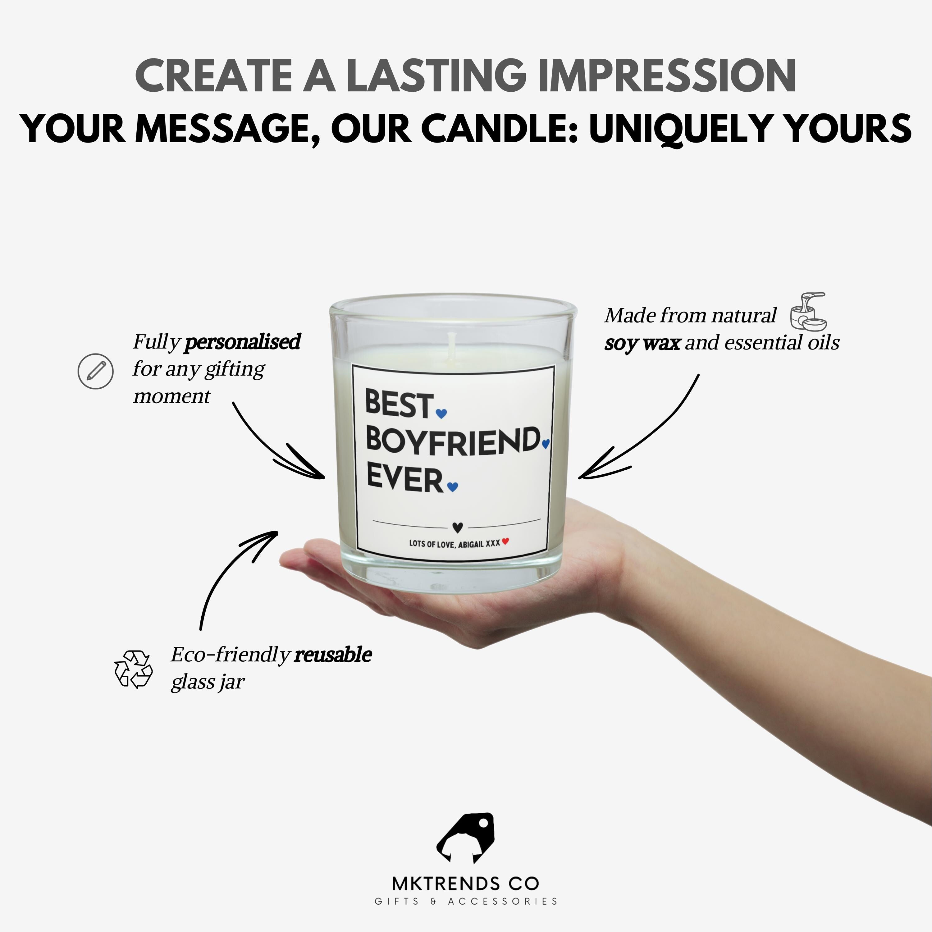 Best Boyfriend Ever Personalised Candle Gift | Gift for Boyfriend | Boyfriend Anniversary Candle | Gift for Husband | Boyfriend Message Gift Etsy