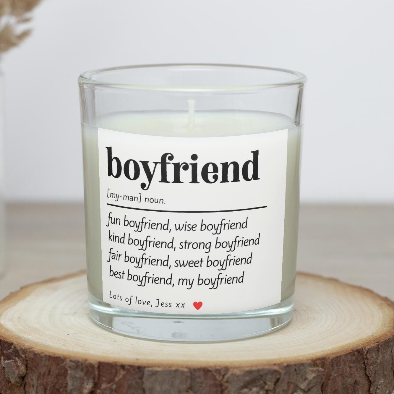 Boyfriend Noun Definition Personalised Candle Gift | Any Quote Boyfriend Gift | Husband Noun | Custom Message Gift | Romantic Message Gift Etsy