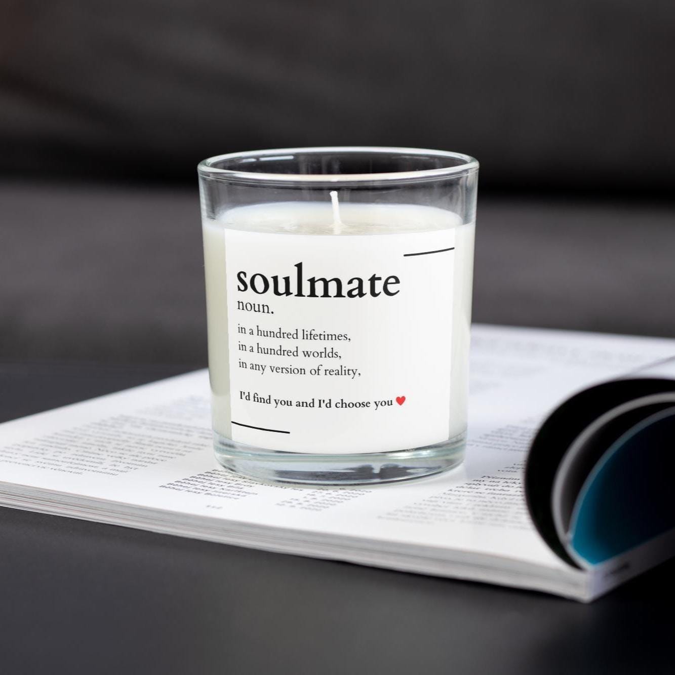 Soulmate Boyfriend Quote Message Personalised Candle | Cute Gift for Boyfriend | Romantic Gift for Husband | Any Message Custom Candle Gift Etsy