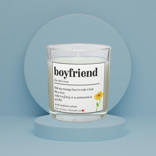 Boyfriend Noun Definition Personalised Candle Gift | Custom Boyfriend Quote Gift | Cute or Funny Boyfriend Gift | Romantic Message Boyfriend Etsy