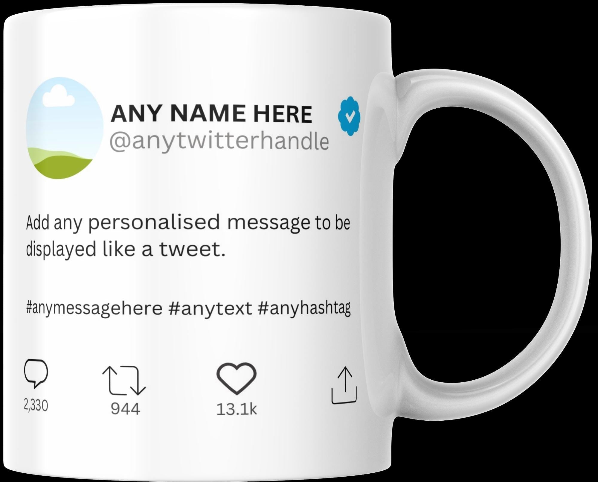 Personalised Twitter/X Mug | Custom Tweet Design | Funny Social Media Gift | Add Your Handle & Message | Novelty Mug | Personalised Gift | Etsy