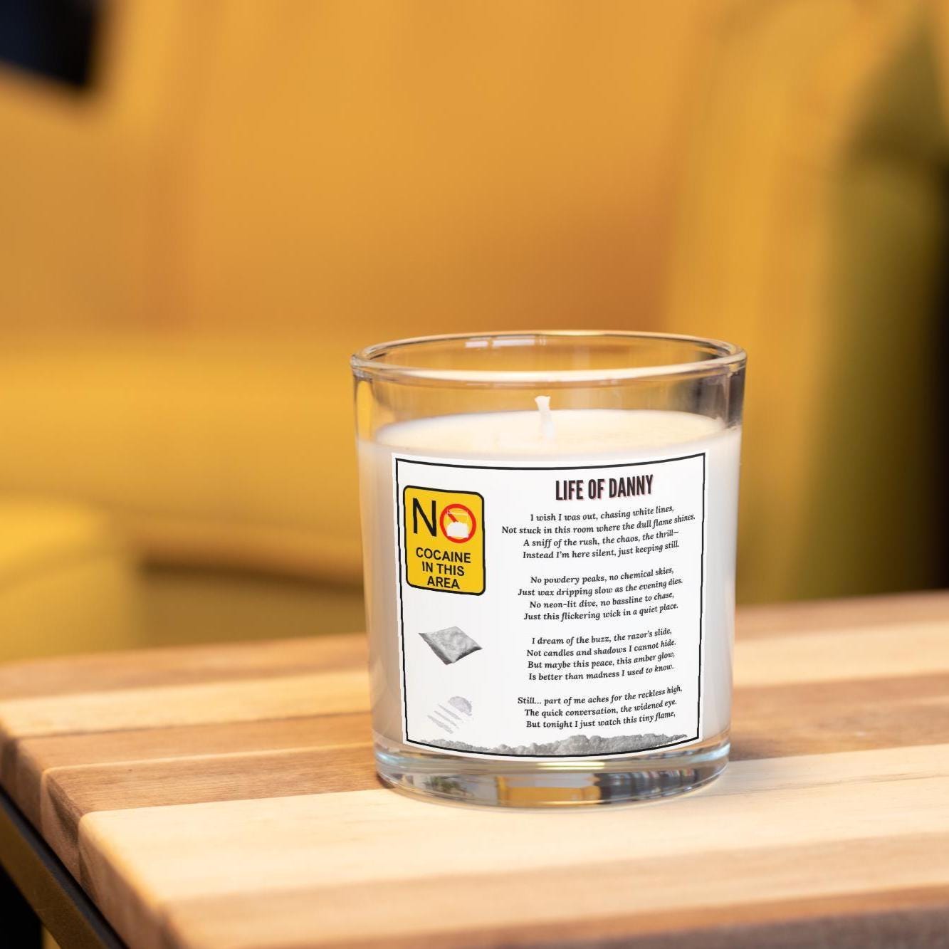 Funny No Cocaine Personalised Candle | Funny Cocaine Humour Poem Gift | Custom Message Cocaine Candle Gift | Adult Drugs Humour Candle Gift Etsy