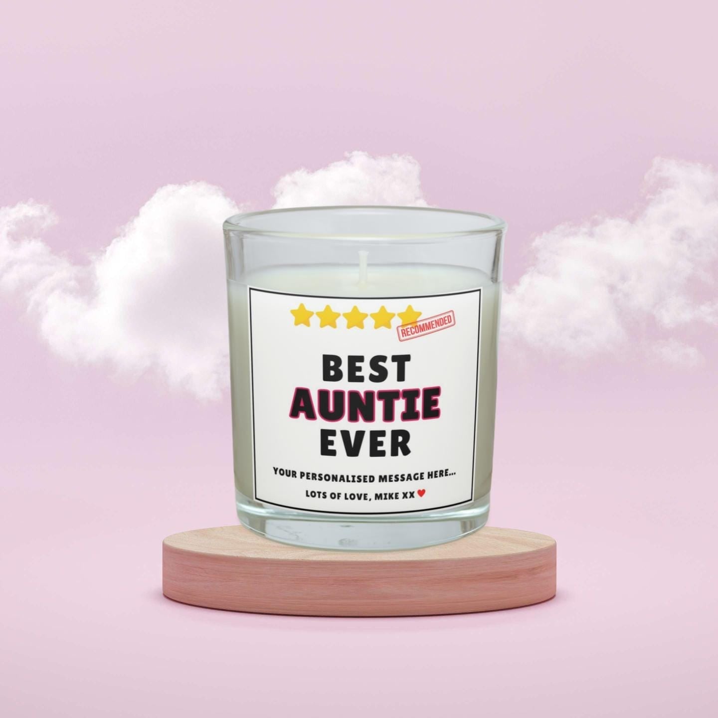 Best Auntie Ever 5 Stars Review Personalised Candle Gift | Novelty Gift for Auntie | Funny Aunty Review Candle | Best Auntie Message Candle Etsy