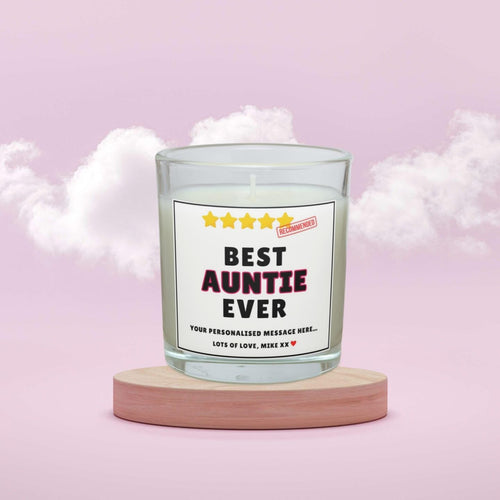 Best Auntie Ever 5 Stars Review Personalised Candle Gift | Novelty Gift for Auntie | Funny Aunty Review Candle | Best Auntie Message Candle Etsy