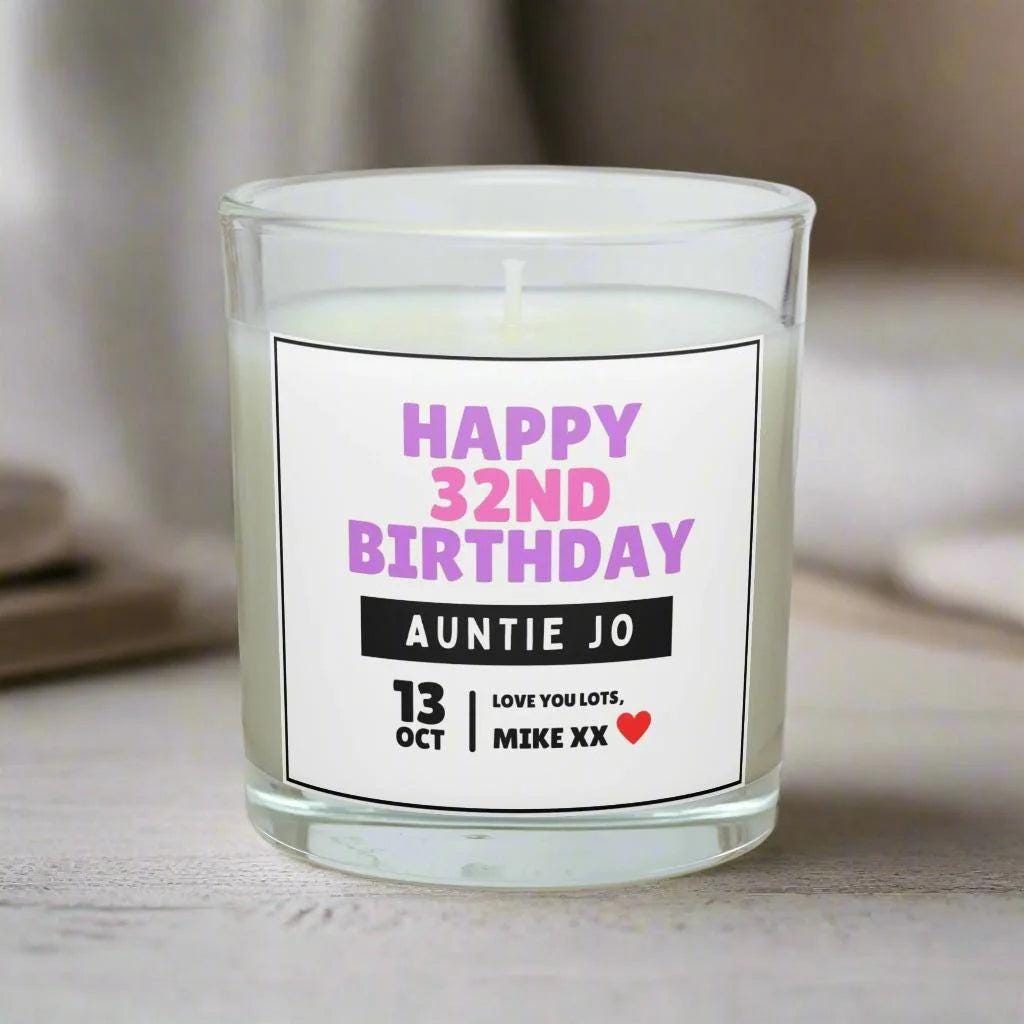 Auntie Happy Milestone Birthday Personalised Candle Gift | Birthday Age and Message | Birthday Gift for Aunty | Happy Birthday Aunt Candle Etsy