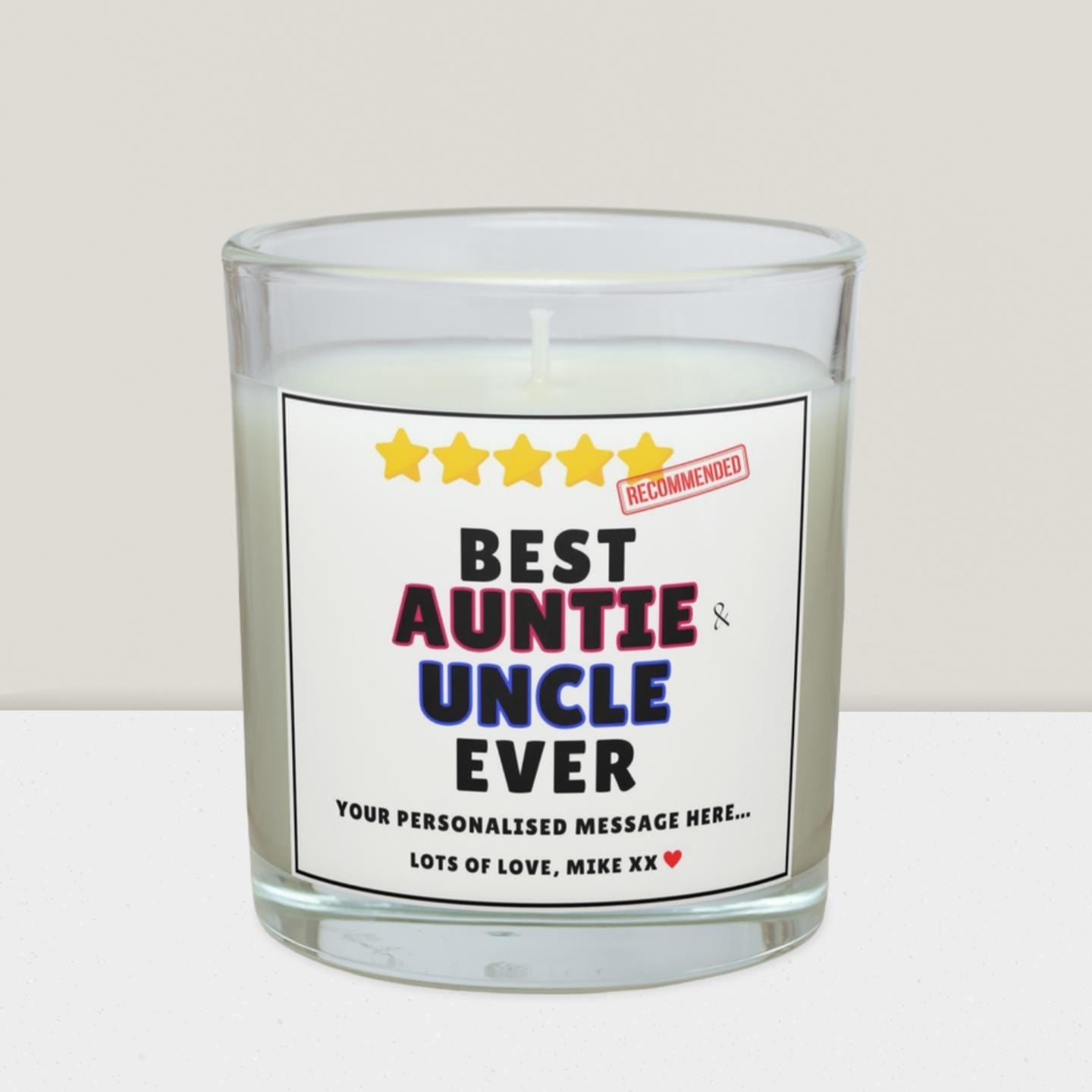 Best Auntie & Uncle Ever Personalised Candle | Auntie Uncle Gift | Novelty Auntie and Uncle Gift | Funny Message Award | Auntie Uncle Gift Etsy