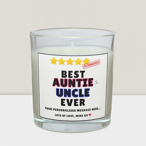Best Auntie & Uncle Ever Personalised Candle | Auntie Uncle Gift | Novelty Auntie and Uncle Gift | Funny Message Award | Auntie Uncle Gift Etsy