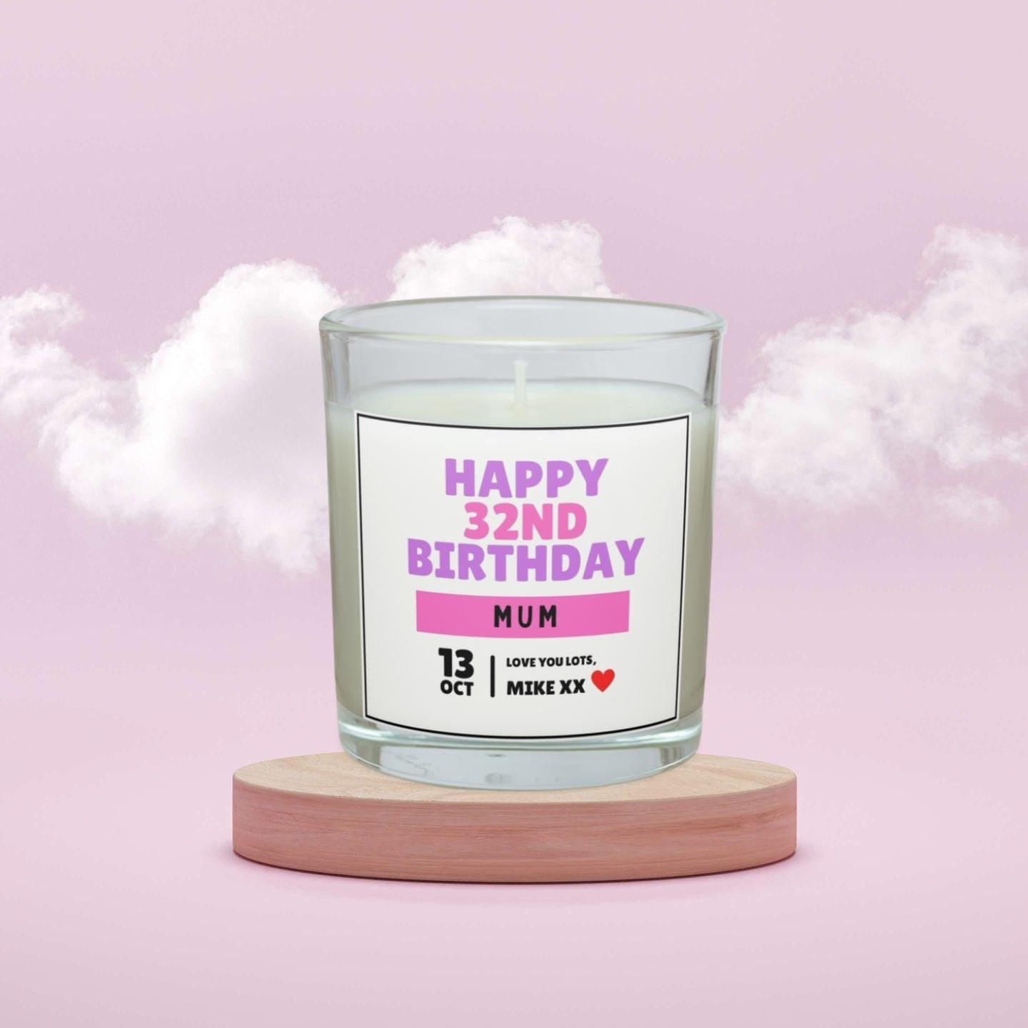 Happy Birthday Mum Personalised Candle | Birthday Gifts for Mum | Mum Birthday Message Candle Gift | Birthday Date Gift | Mum Pink Birthday Etsy