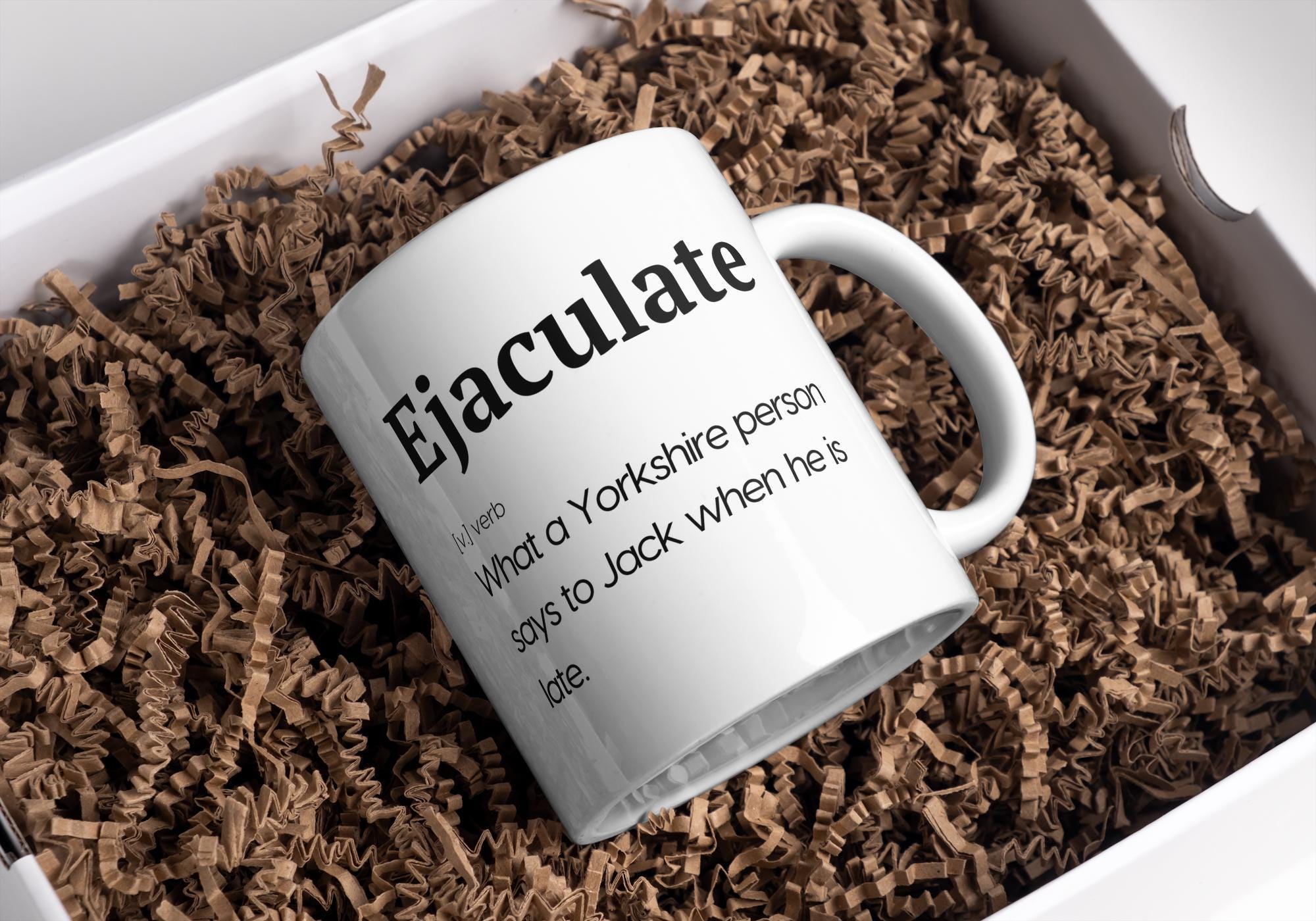 Personalised Funny Yorkshire Mug | “Ejaculate Joke  Regional Banter Gift | Custom Name | Yorkshire Accent Humour | Novelty Mug | funny Etsy