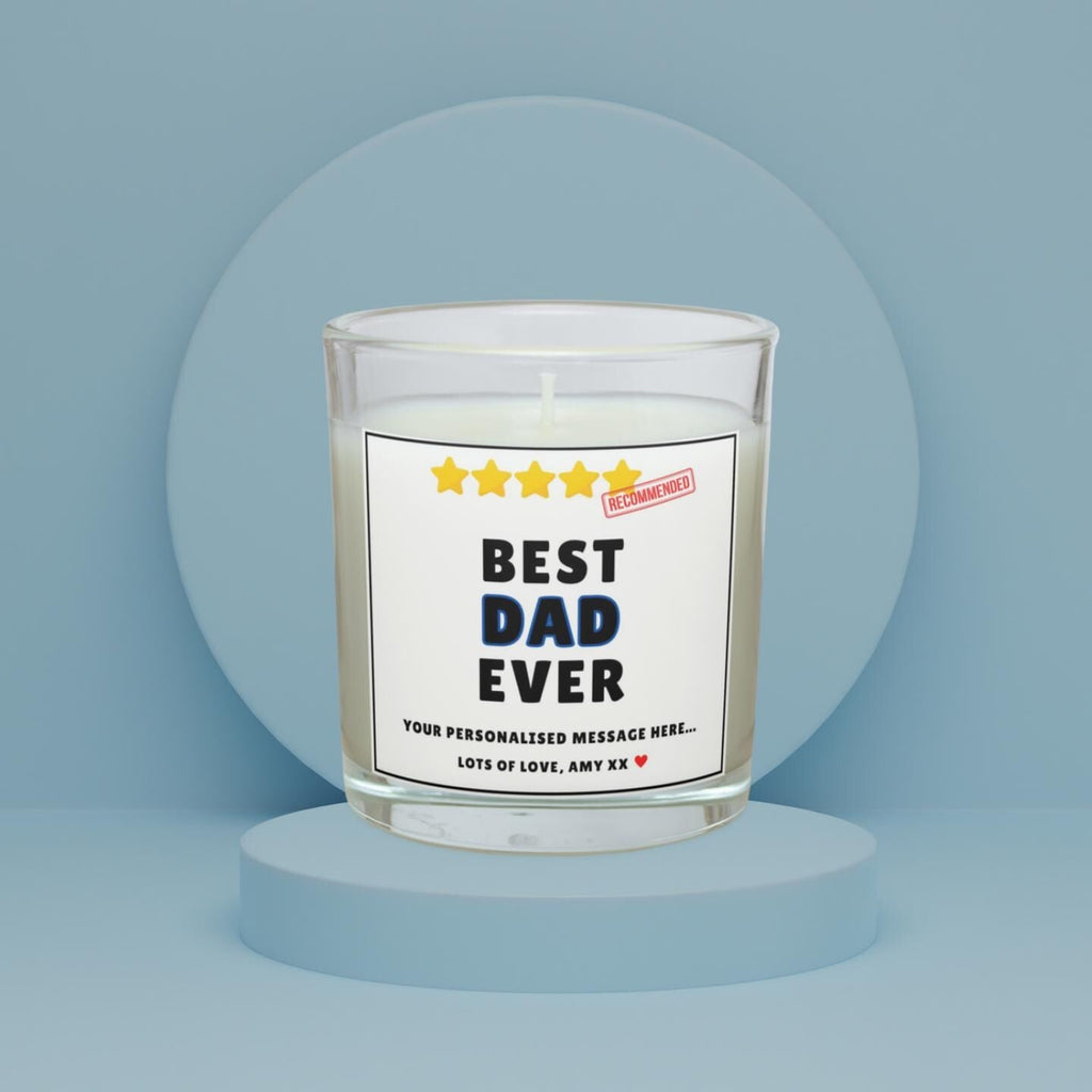 Best Dad Ever Personalised Candle | Best Dad Message Gift | Funny 5 Star Dad Gift | Dad Appreciation | From Son | From Daughter | Dad Award Etsy