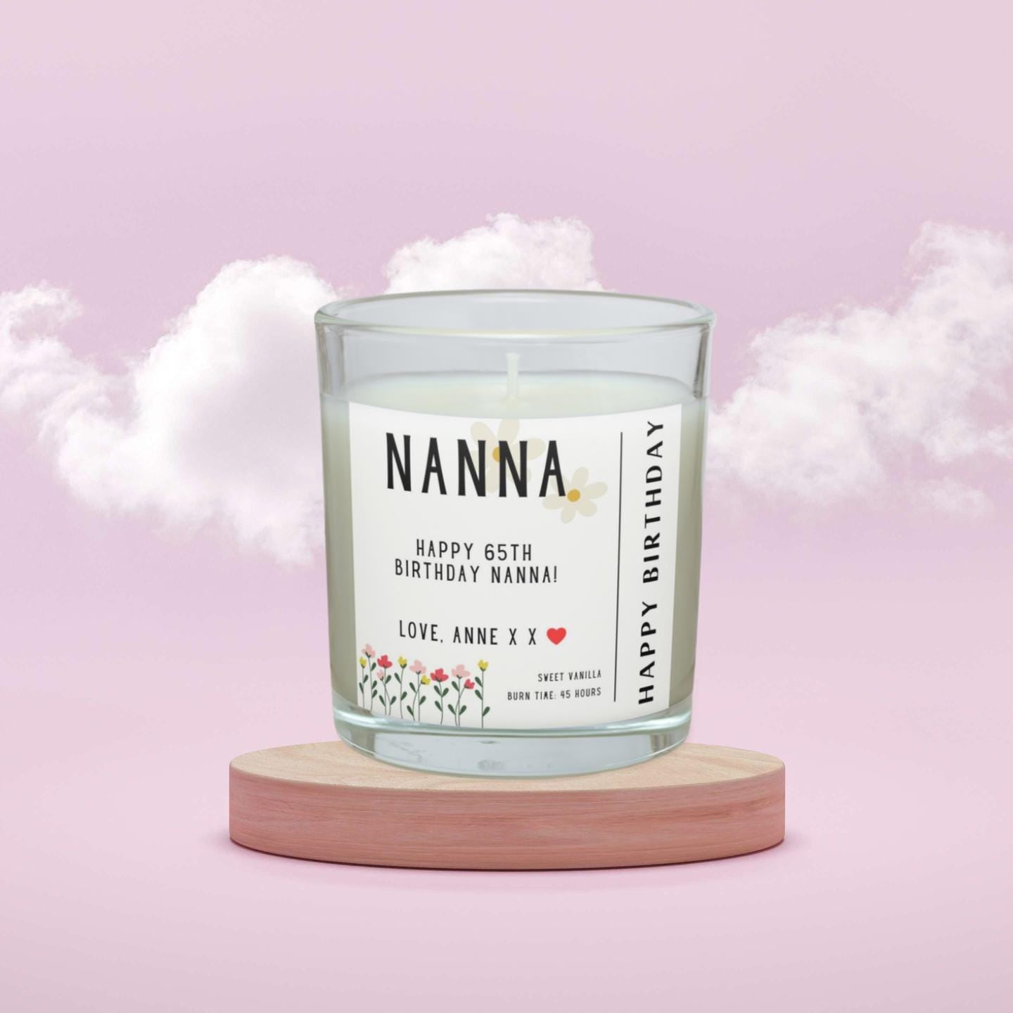 Happy Birthday Nanna Personalised Candle | Any Age Nanna Birthday Candle | Custom Birthday Message Gift for Nan | Grandma Birthday Candle Etsy