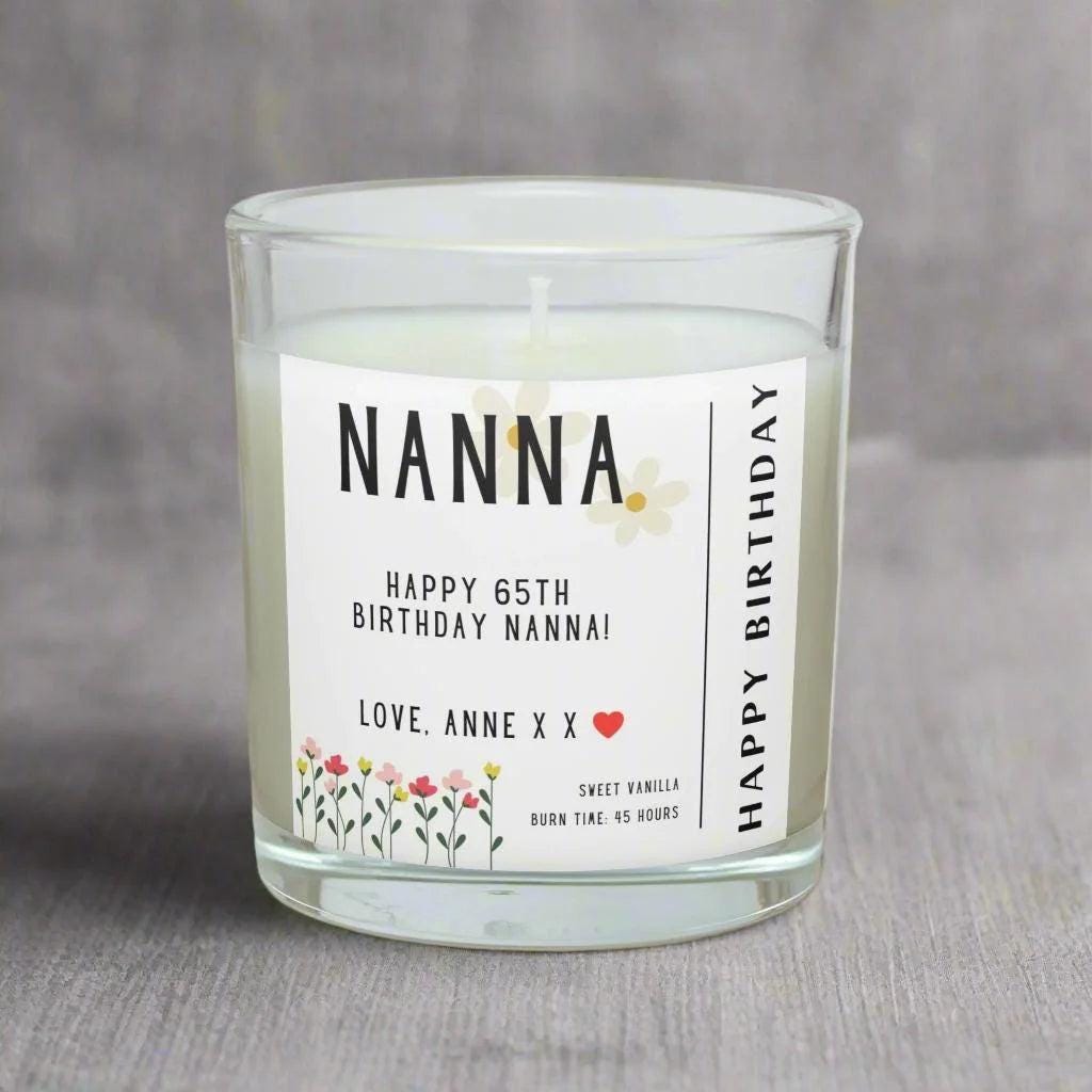 Happy Birthday Nanna Personalised Candle | Any Age Nanna Birthday Candle | Custom Birthday Message Gift for Nan | Grandma Birthday Candle Etsy
