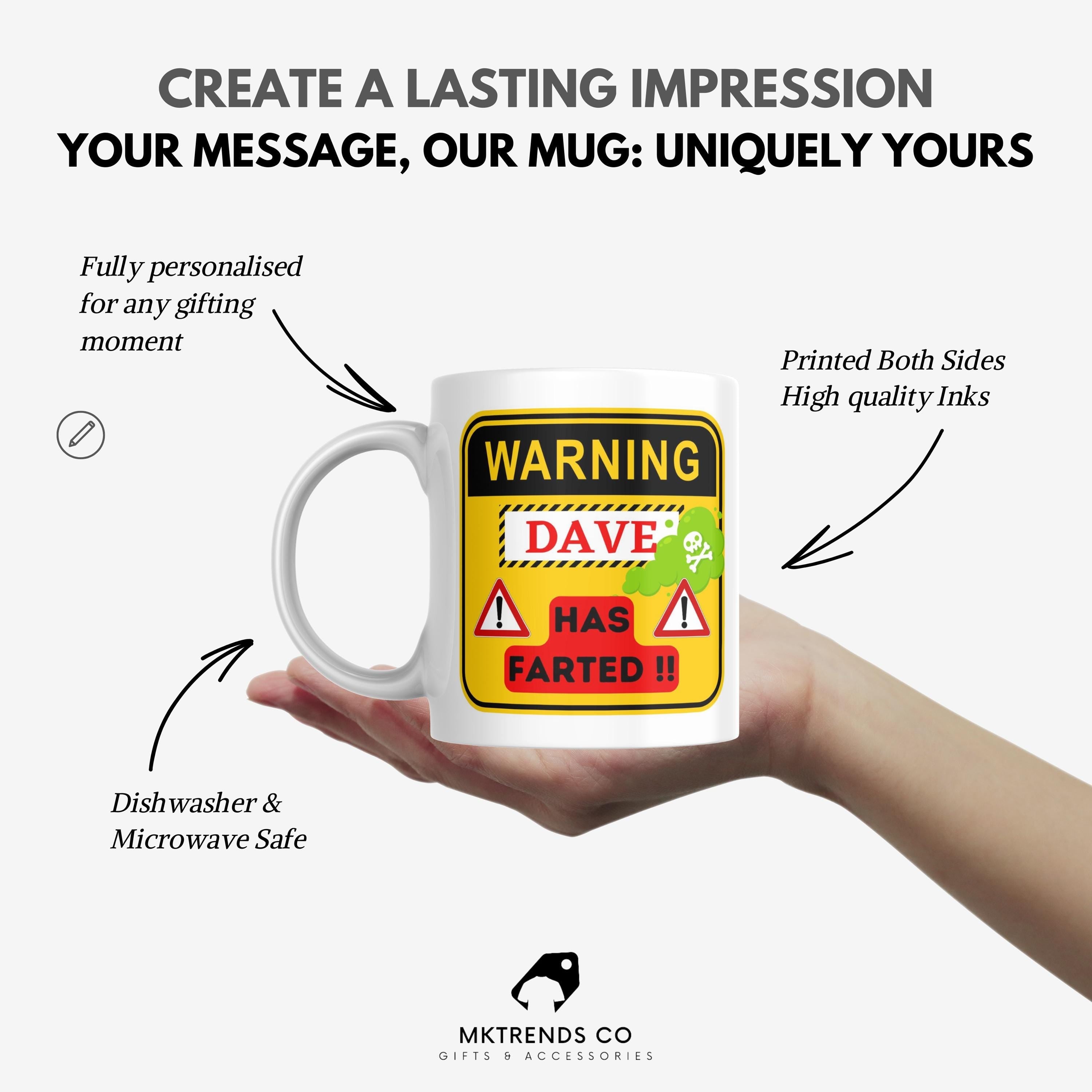 Personalised Novelty Mug | Funny Custom Name Mug | Rude Gift | Fart Joke | Personalised Gift | Gift for | Warning Gift | Joke Gift | Novelty Etsy