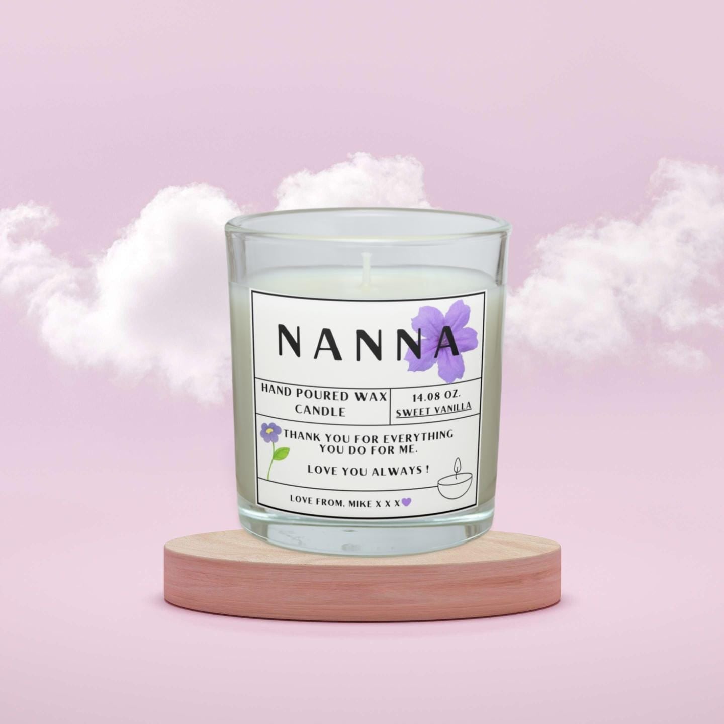 Nanna Message Personalised Candle Gift | Nanna Birthday Gift | Nanna Christmas Gift | gifts for Nan | Grandma Message Candle | Nanna Flower Etsy