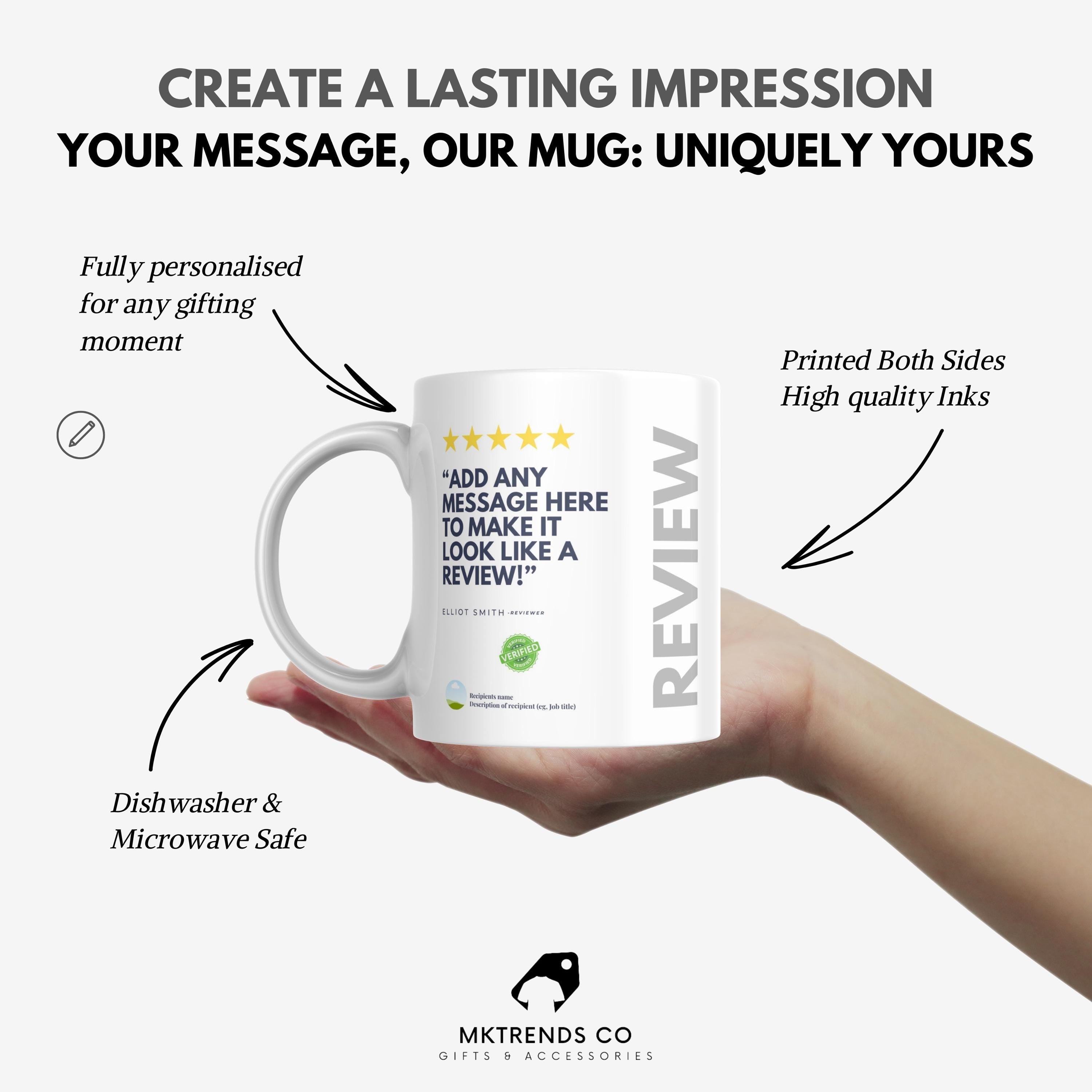 Personalised Review Mug | Custom Star Rating Gift | Funny Coffee Cup | Add Your Own Message | Novelty Mug | Friend Gift | The Best | Present Etsy