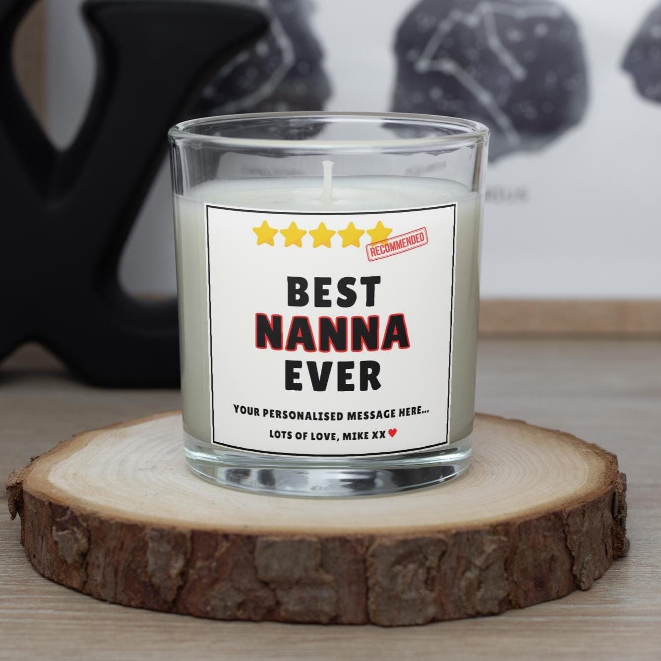 5 Star Best Nan Ever Personalised Candle | Nanna Funny Five Star Review Gift | Fun Novelty Gift for Nan | Nanna Birthday | Thank You Nanna Etsy