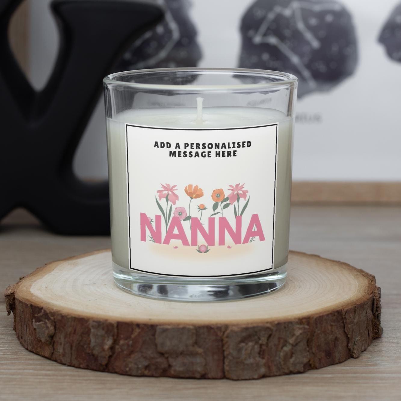Nanna Message Flowers Personalised Candle | Gift for Nanna | Birthday Gifts for Nanna | Christmas | Custom Nanna | Nanna Message Candle Gift Etsy