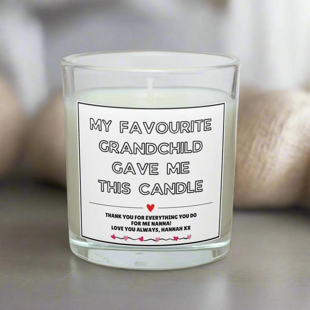 Funny Novelty Personalised Candle for Nanna | From Favourite Grandchild Gift | Novelty Nanna Message Candle | Grandma Gifts | Best Nan Gift Etsy