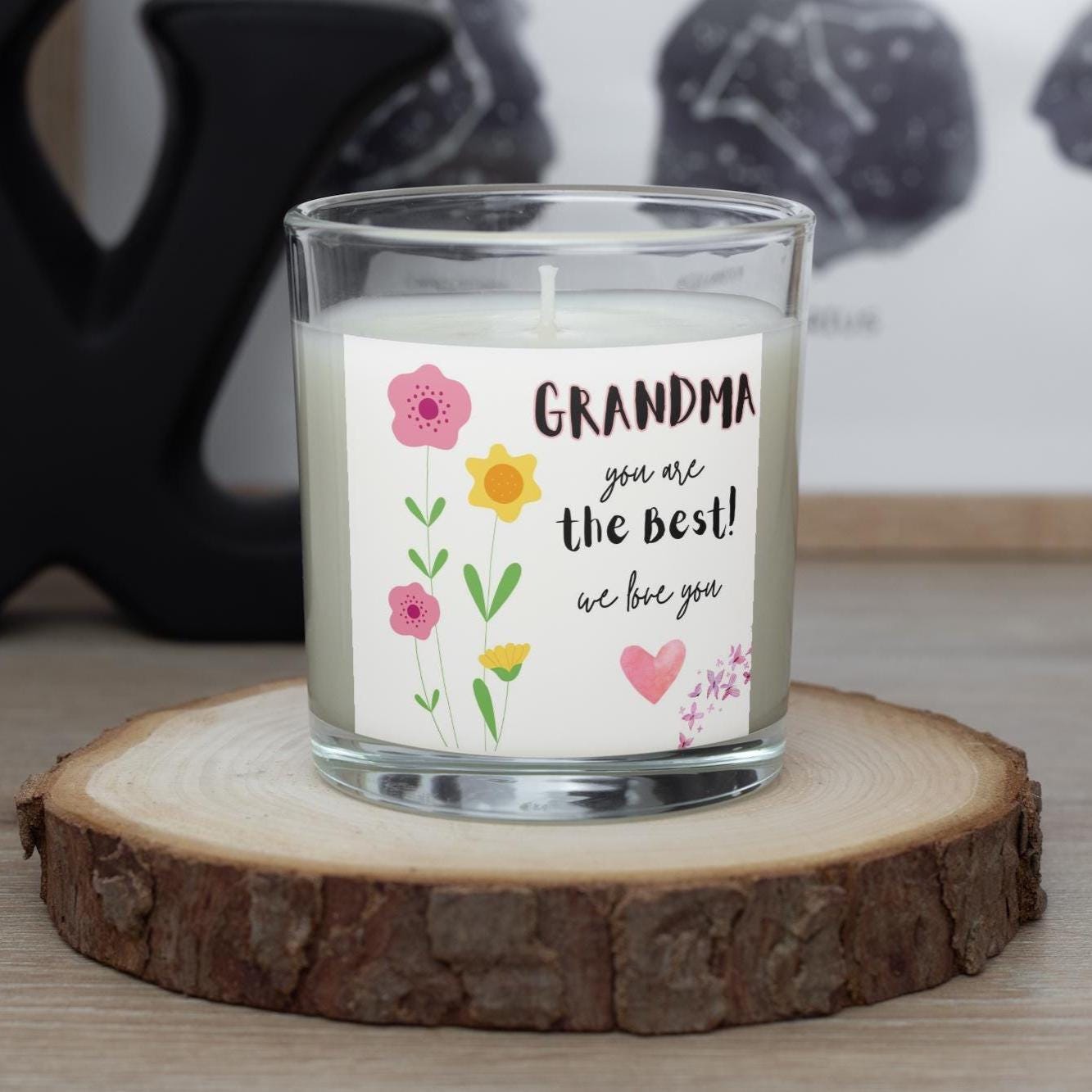Grandma You're the Best Personalised Candle | Best Grandma Gift | Grandma Flowers Gift | Grandma Message Candle | Grandma Birthday Gifts Etsy