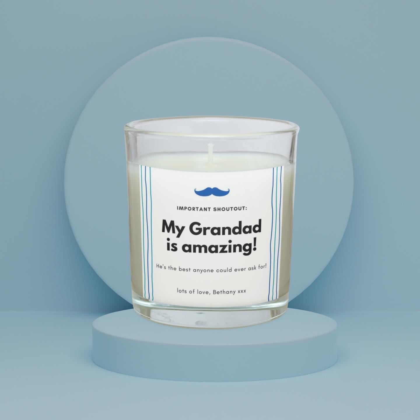 My Grandad is Amazing Personalised Candle Gift | From Grandkids Gift | Grandad Appreciation Gift | Grandad Thank You | Grandad Message Gifts Etsy