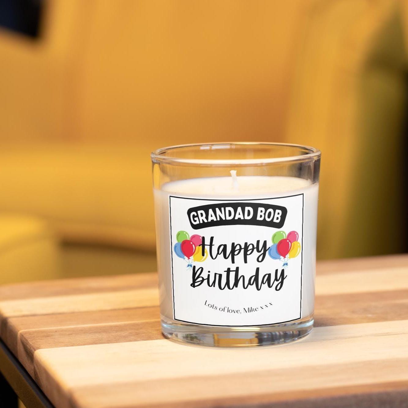 Happy Birthday Grandad Personalised Candle Gift | Grandad Name Message Birthday Gift | Birthday Gift from Grandkids | Grandad Birthday Gift Etsy