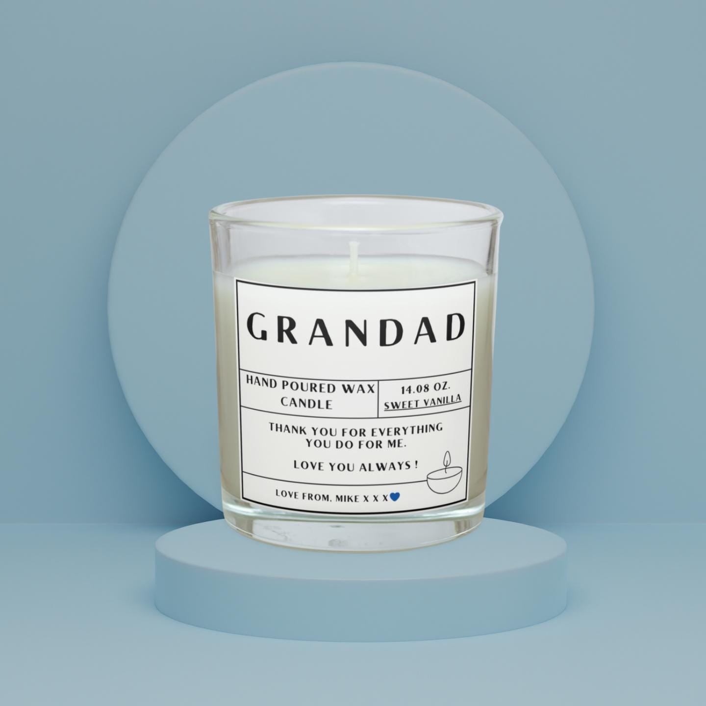 Grandad Message Personalised Candle in Glass Jar | Custom Message Gift | Grandad Birthday Gift | Thank You Grandad Custom Message Candle Etsy