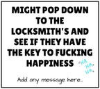Funny Adult Joke Personalised Candle | Novelty Locksmith Joke Gift | Key to Happiness Quote Candle | Gift to Make you Laugh | Funny Candle Etsy