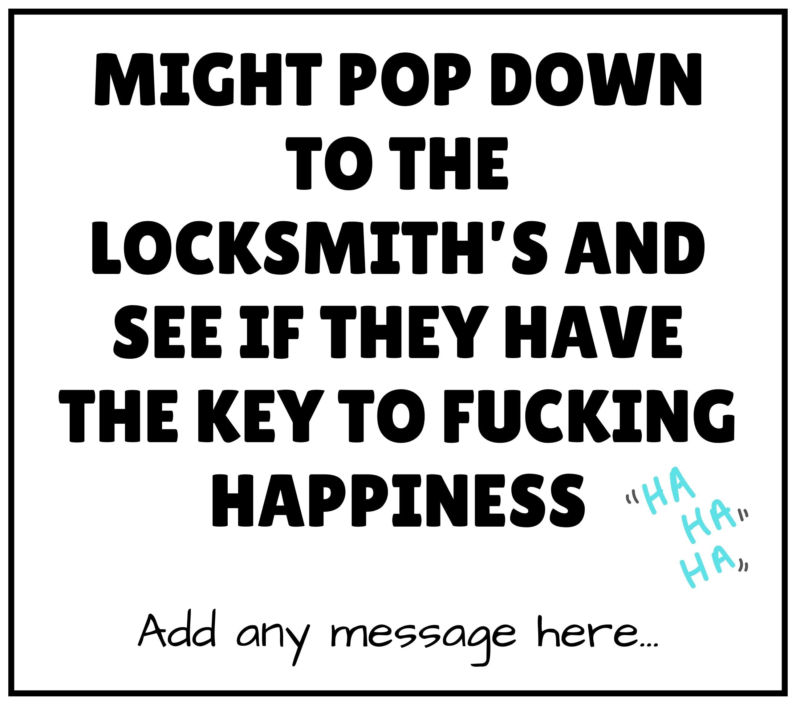 Funny Adult Joke Personalised Candle | Novelty Locksmith Joke Gift | Key to Happiness Quote Candle | Gift to Make you Laugh | Funny Candle Etsy