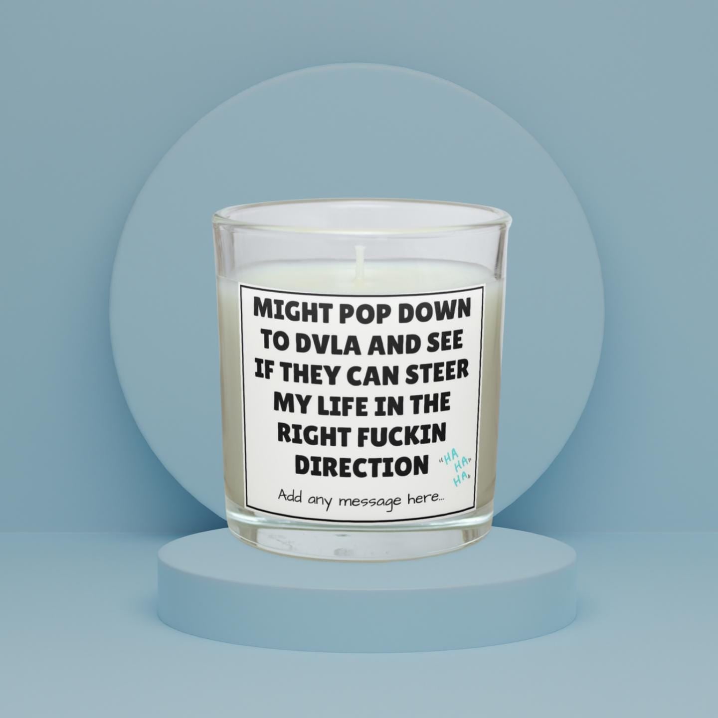 Funny Life Direction Message Candle | Sarcastic DVLA Meme Gift | Funny Joke Gift for Friends | From Mum Funny Gift | Funny Secret Santa Gift Etsy
