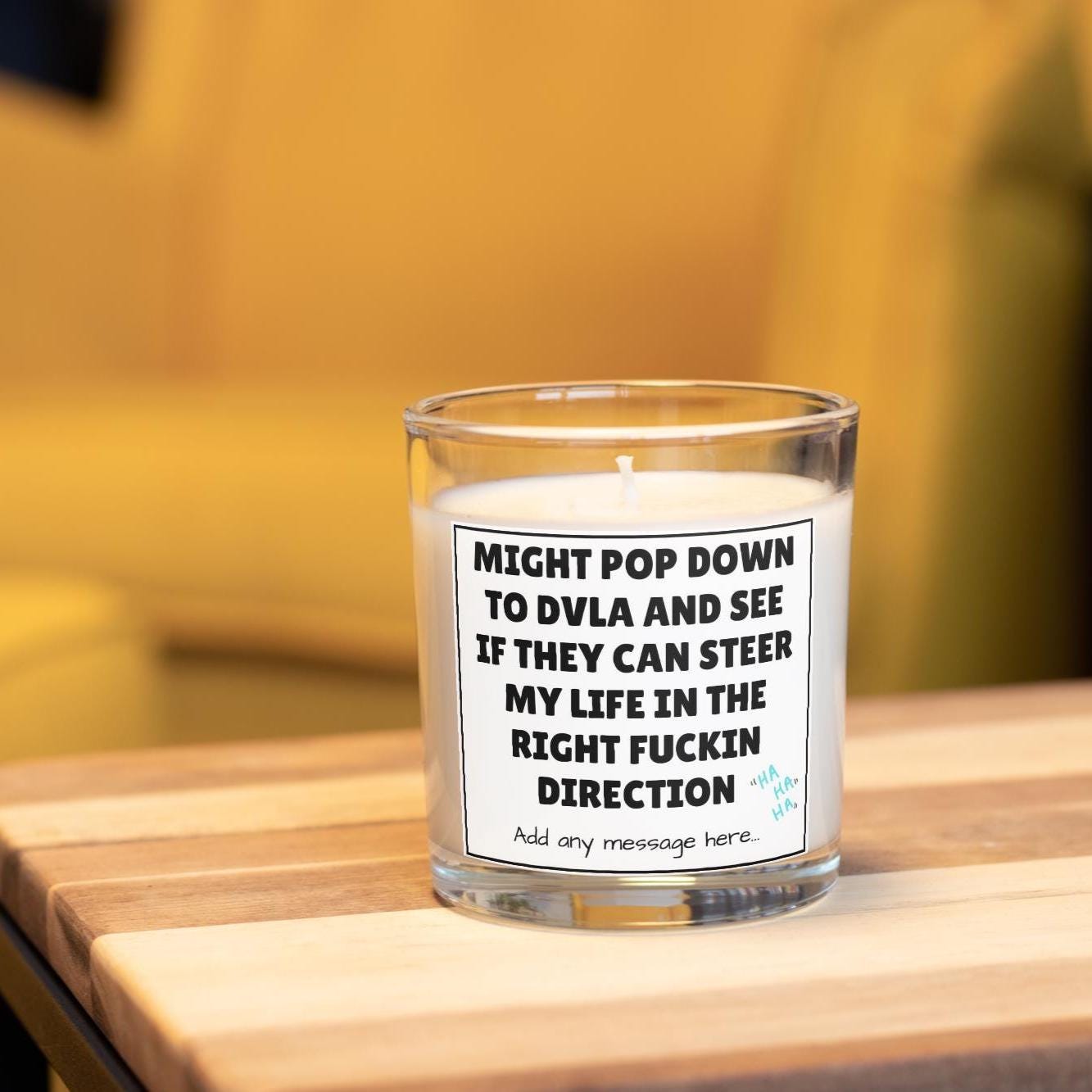 Funny Life Direction Message Candle | Sarcastic DVLA Meme Gift | Funny Joke Gift for Friends | From Mum Funny Gift | Funny Secret Santa Gift Etsy
